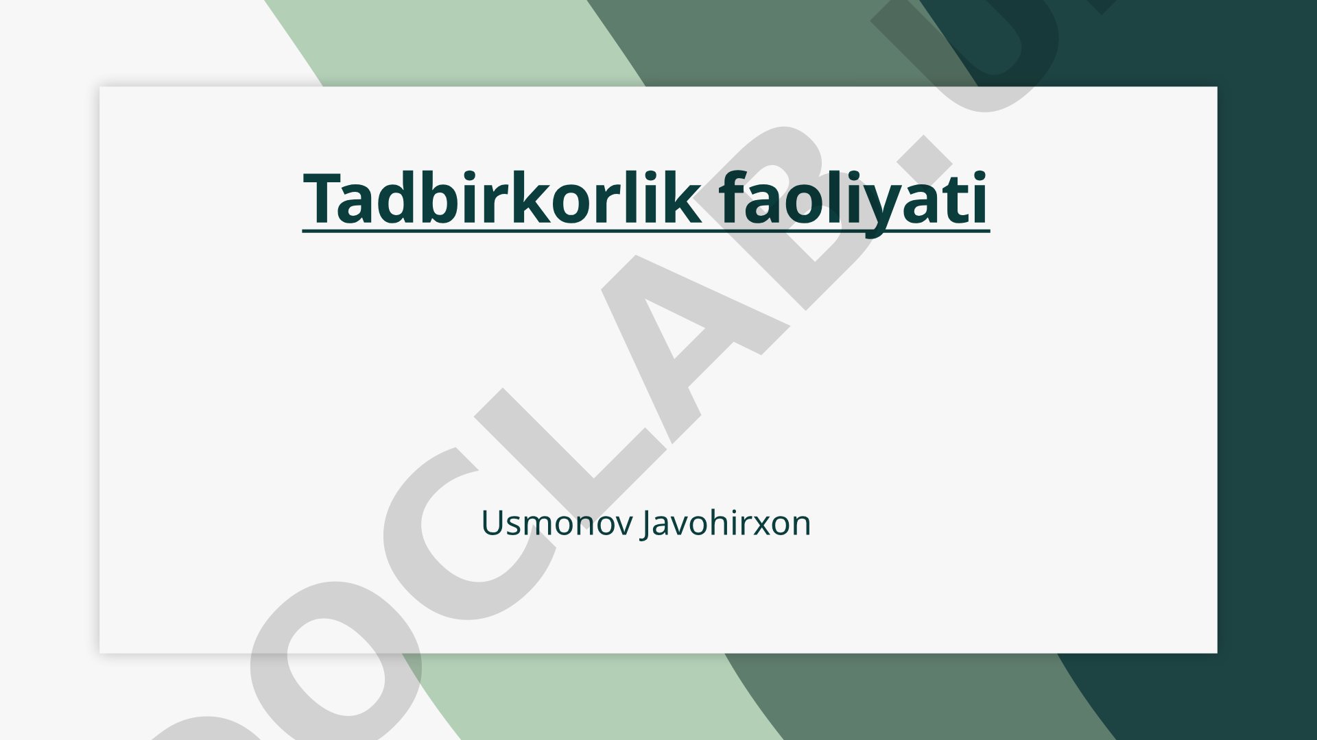 Tadbirkorlik faoliyati