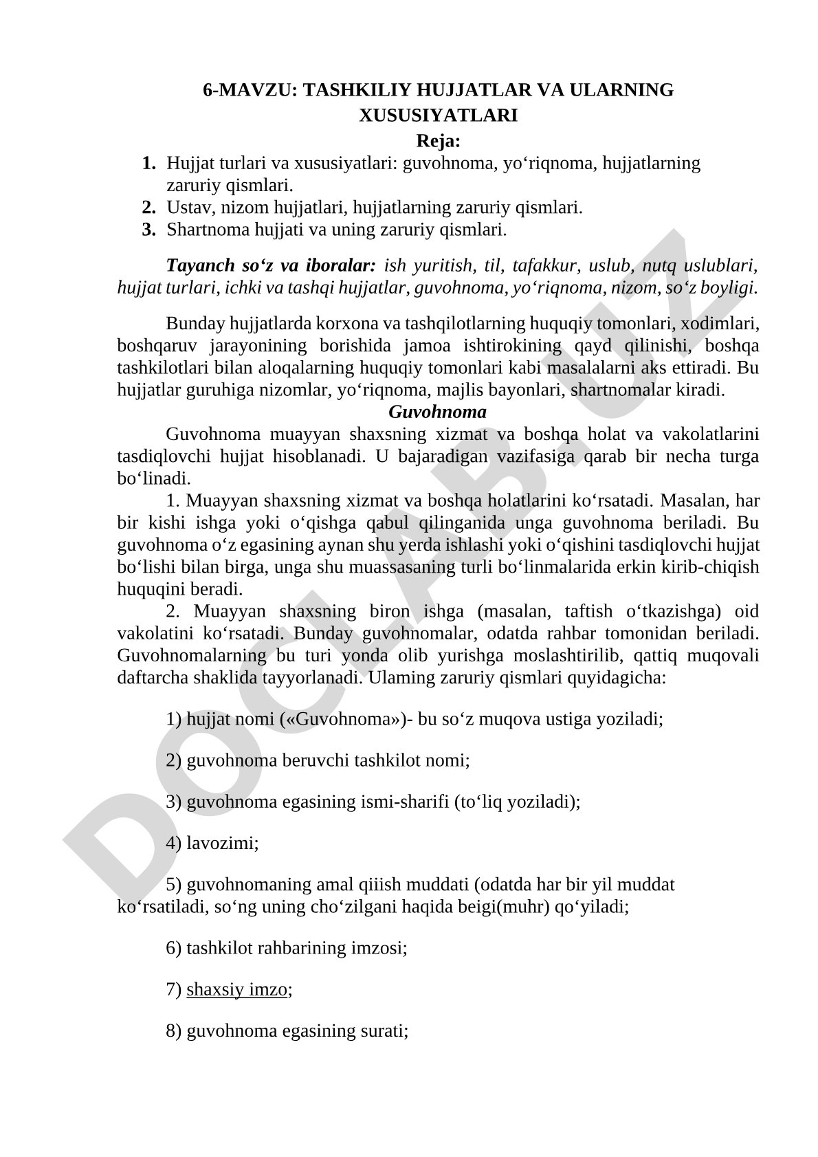 Tashkiliy ish yuritish va uning xususiyatlari