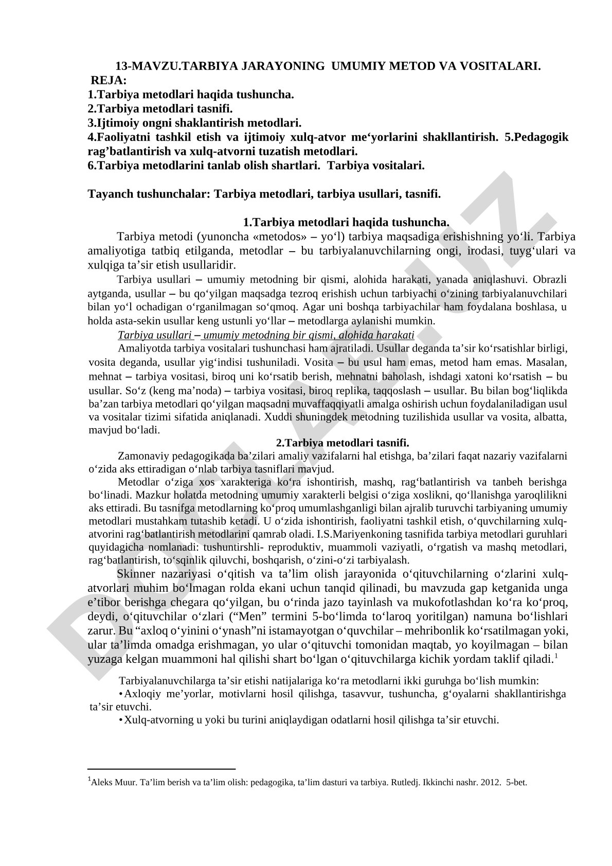 Tarbiya jarayoning umumiy metod va vositalari
