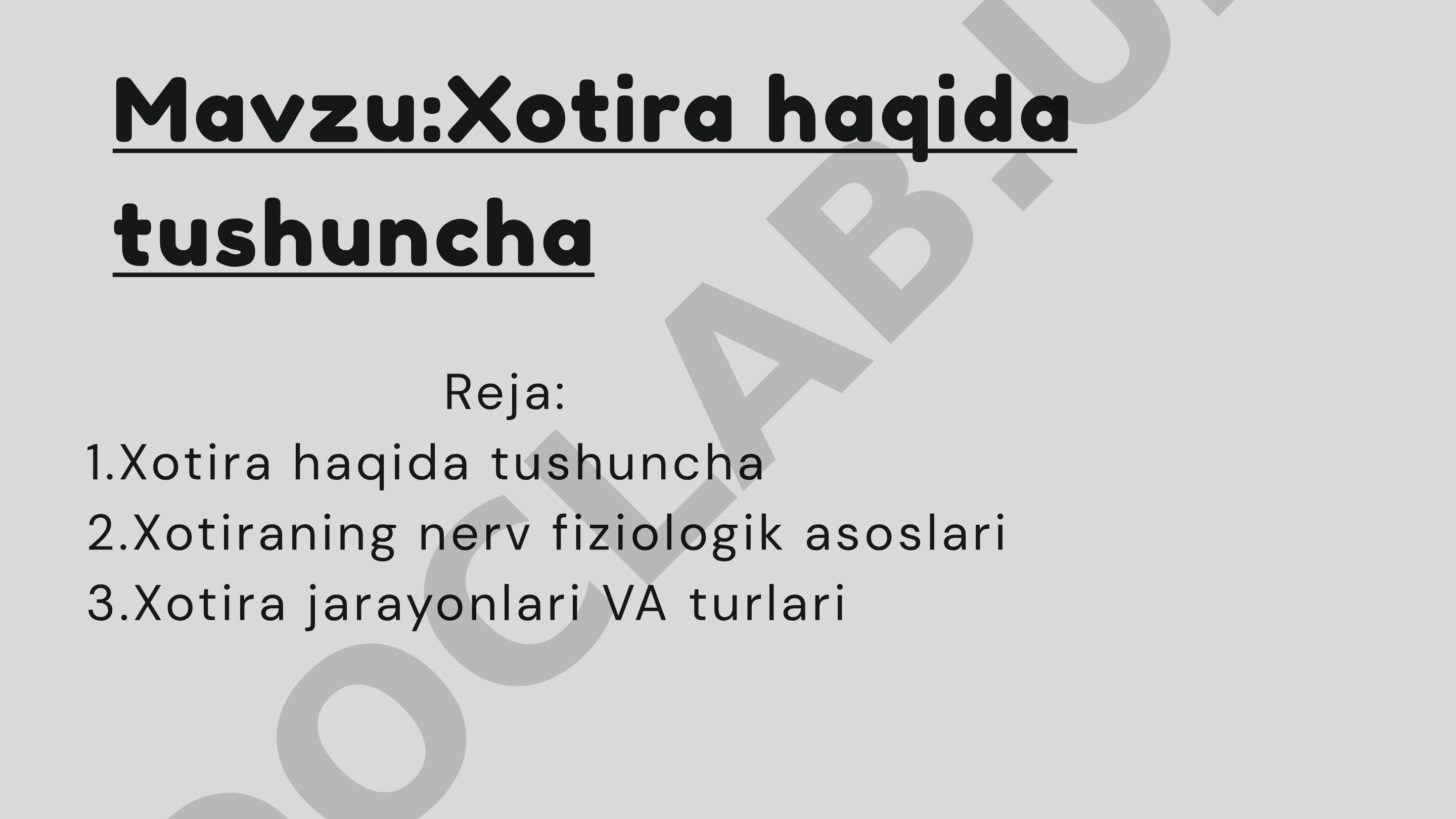 Xotira haqida tushuncha