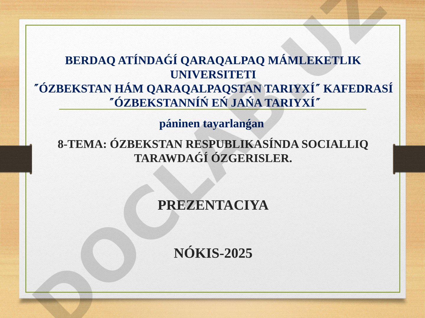Ózbekstan Respublikasında sociallıq tarawdaǵı ózgerisler