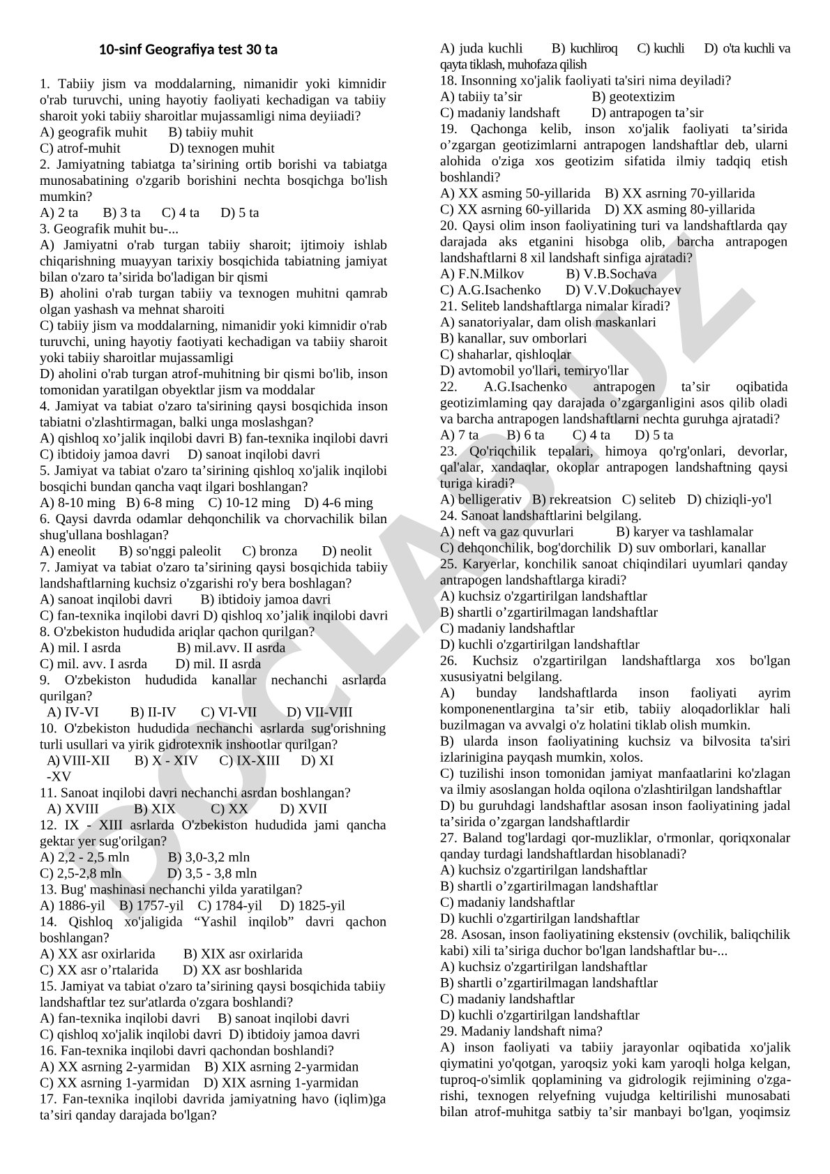 Geografik muhit va jamiyat-tabiat o'zaro ta'siri