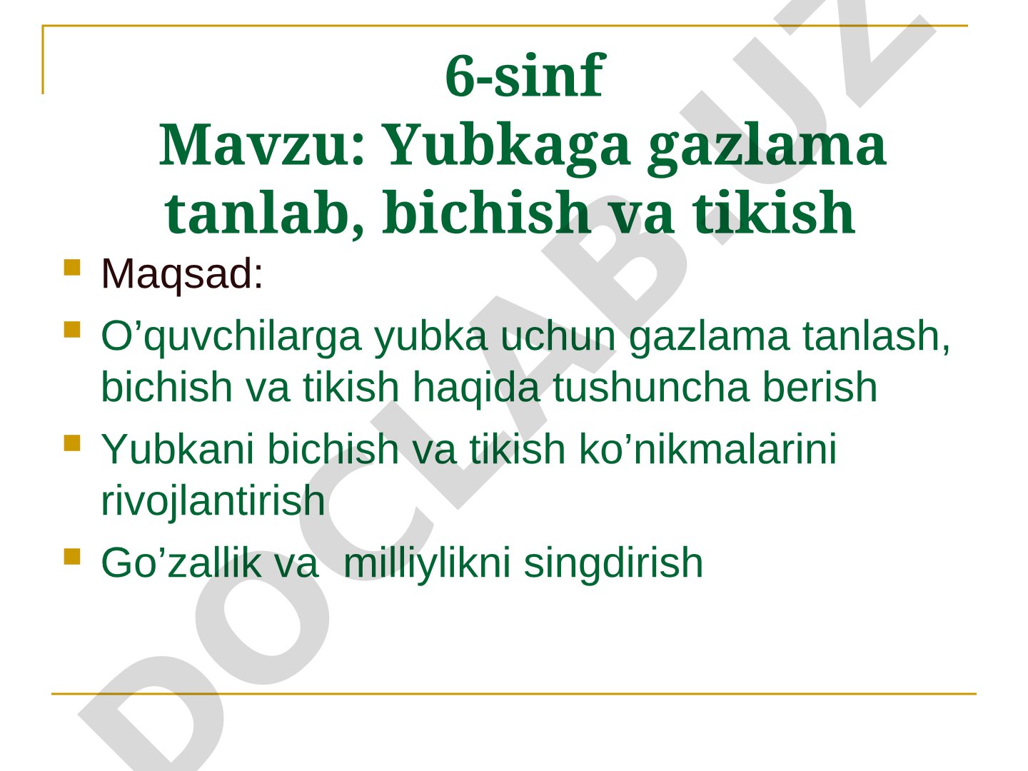 Yubkaga gazlama tanlab, bichish va tikish