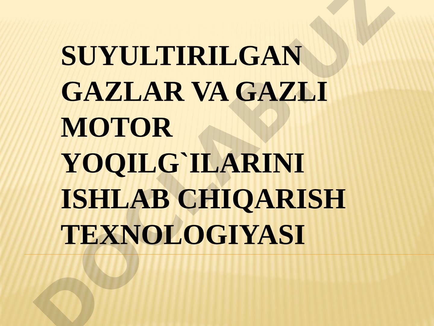 Suyultirilgan gazlar va gazli motor yoqilg'ilarini ishlab chiqarish texnologiyasi