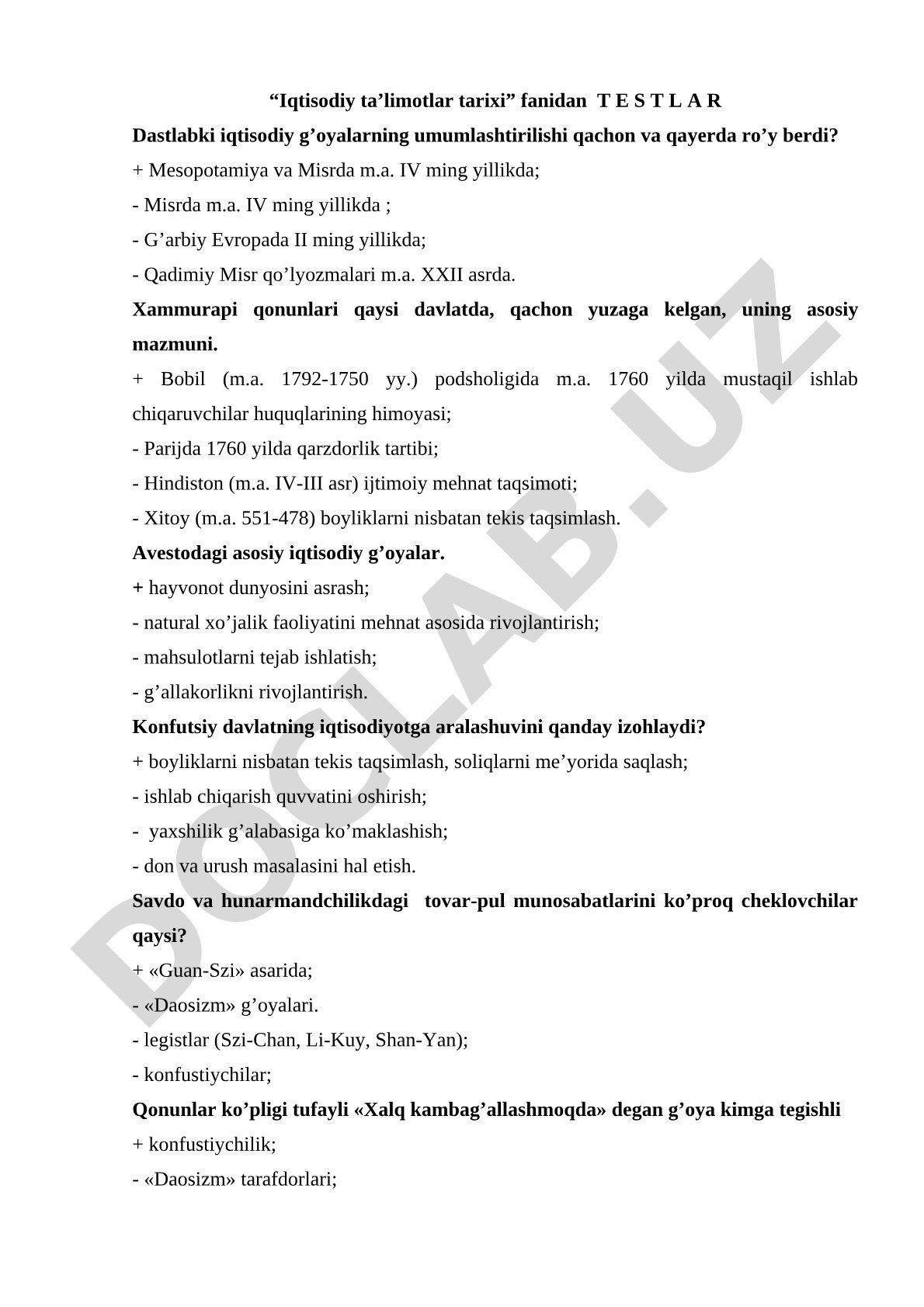 Iqtisodiy ta’limotlar tarixi