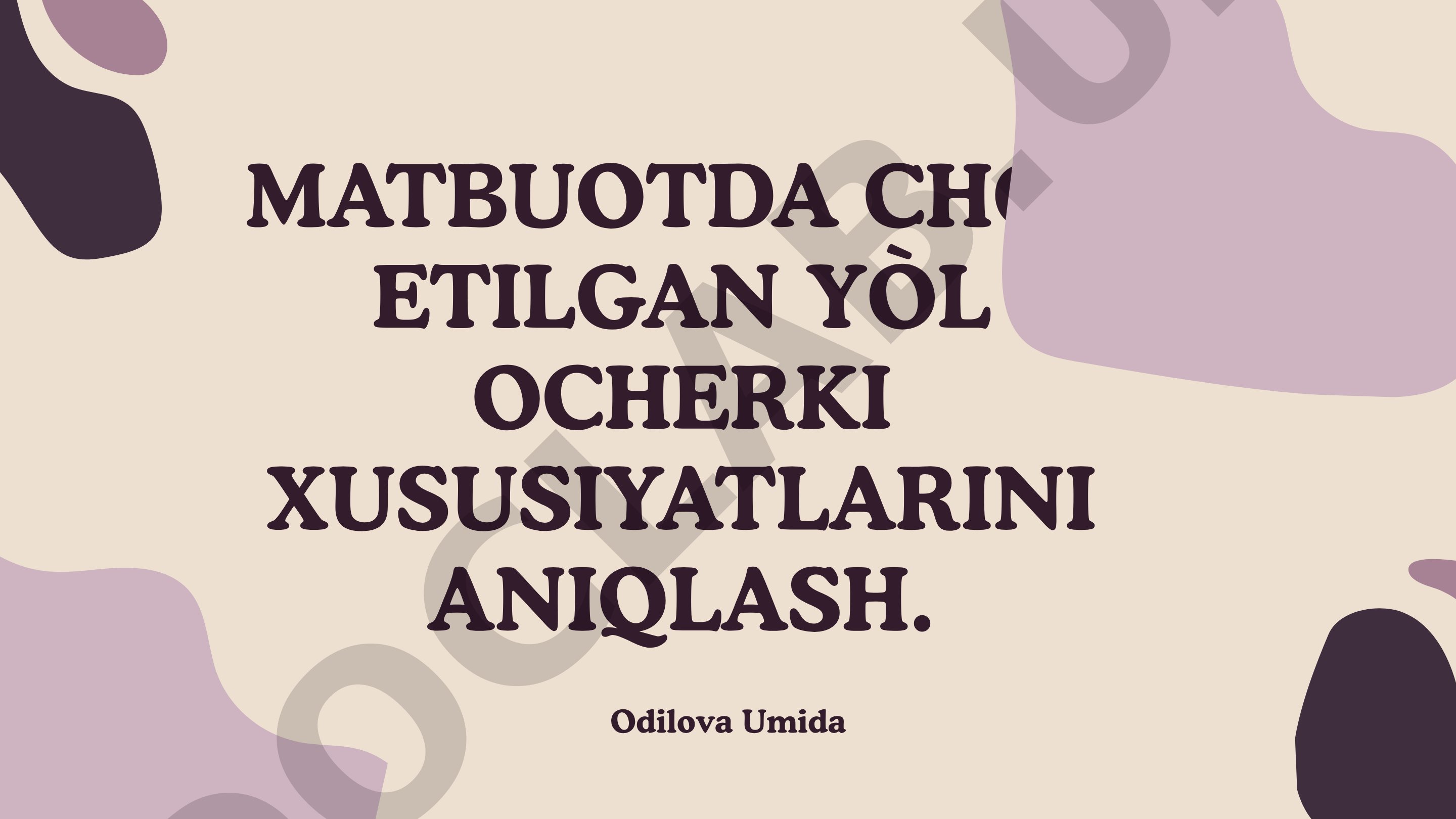Matbuotda chop etilgan yo'l ocherki xususiyatlarini aniqlash