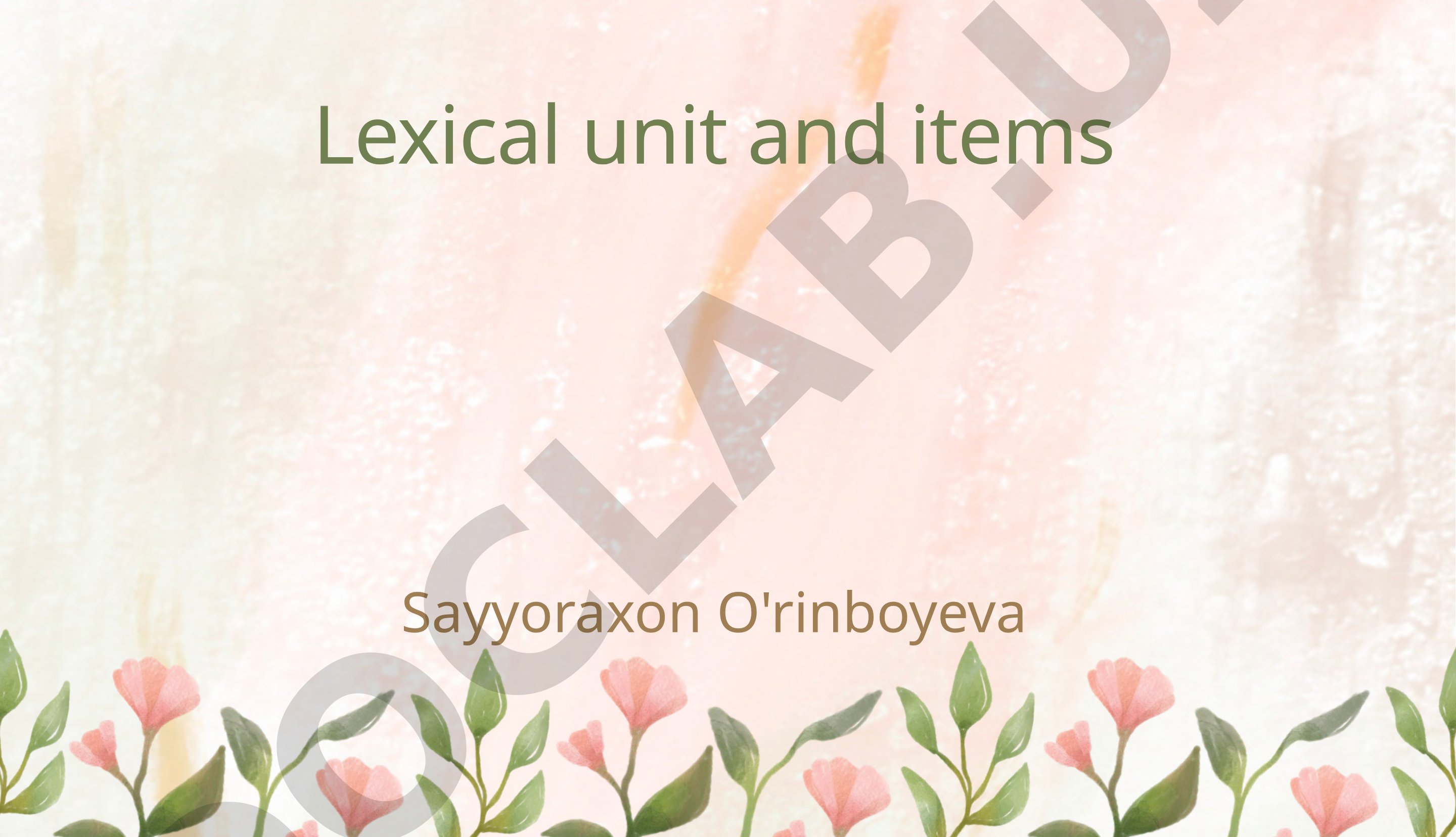 Lexical unit and items