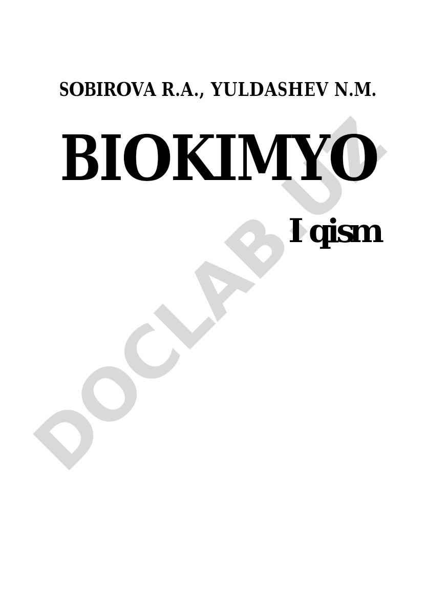 Biokimyo I qism