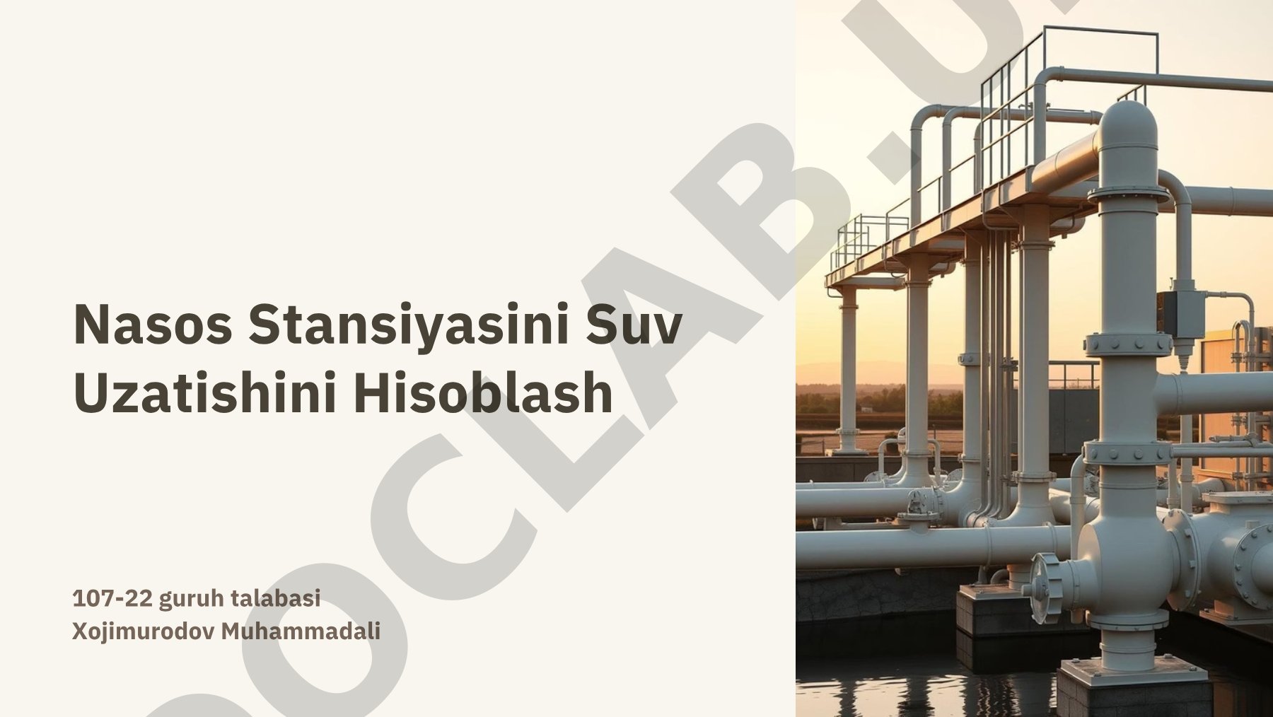 Nasos Stansiyasini Suv Uzatishini Hisoblash