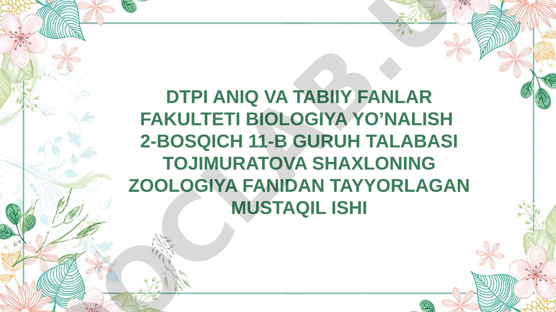 Oʻzbekistonning hayvonot dunyosi
