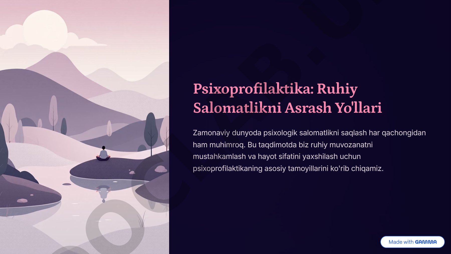 Psixoprofilaktika: Ruhiy Salomatlikni Asrash Yo'llari