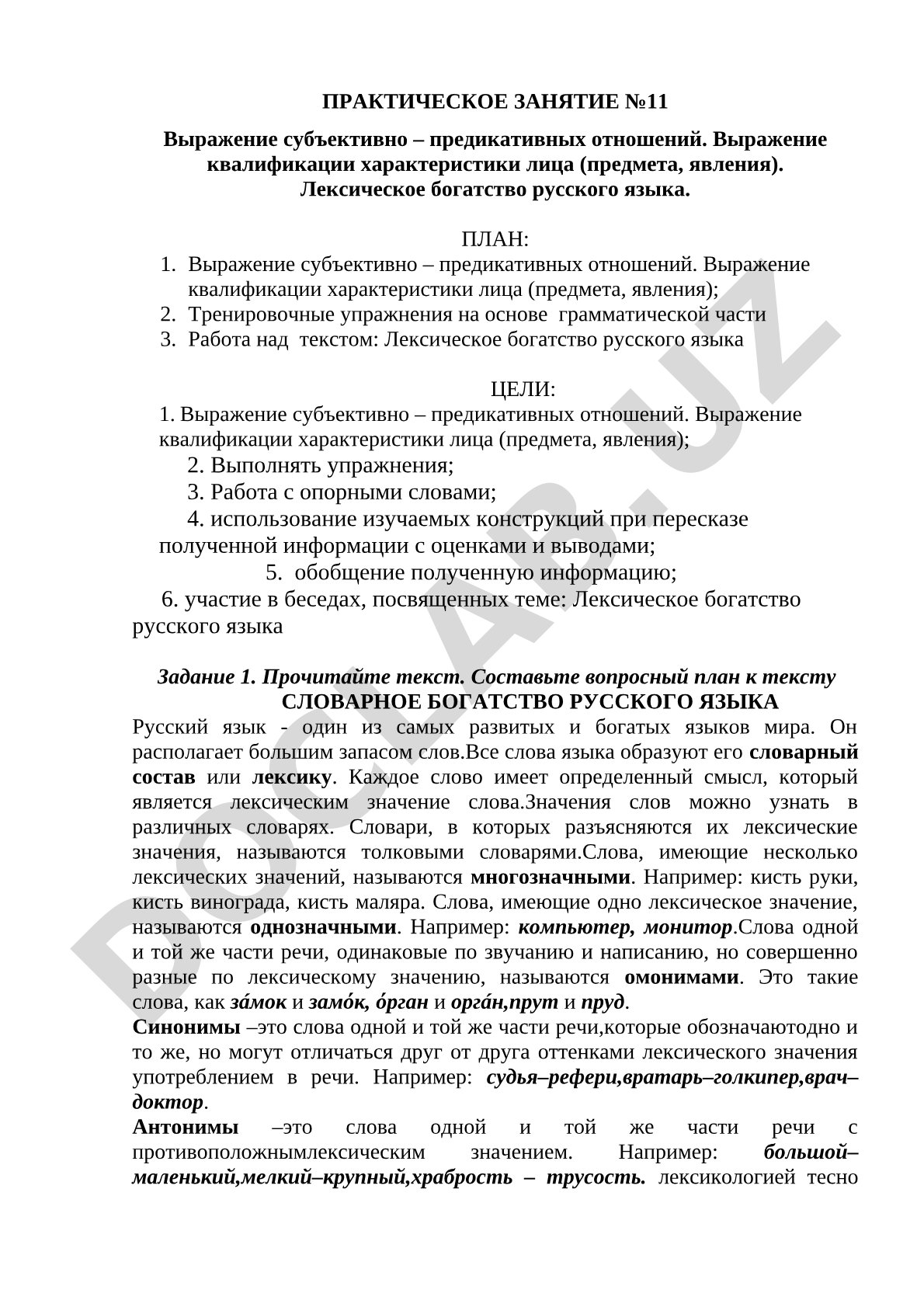 Выражение субъективно-предикативных отношений и лексическое богатство русского языка