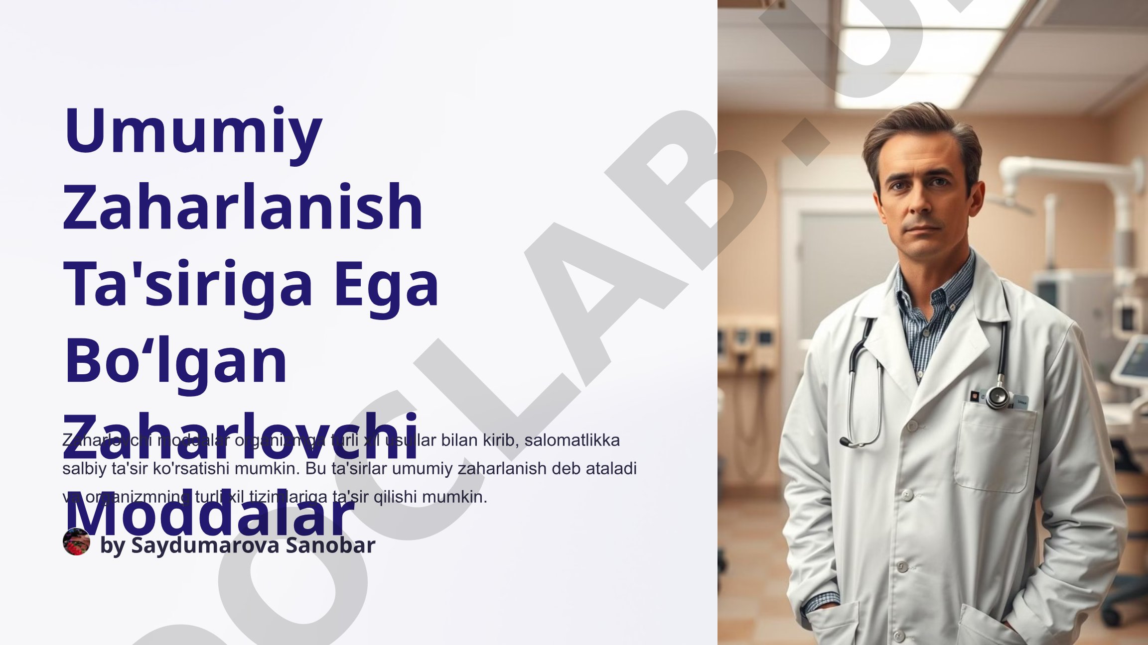 Umumiy zaharlanish ta'siriga ega bo'lgan zaharlovchi moddalar