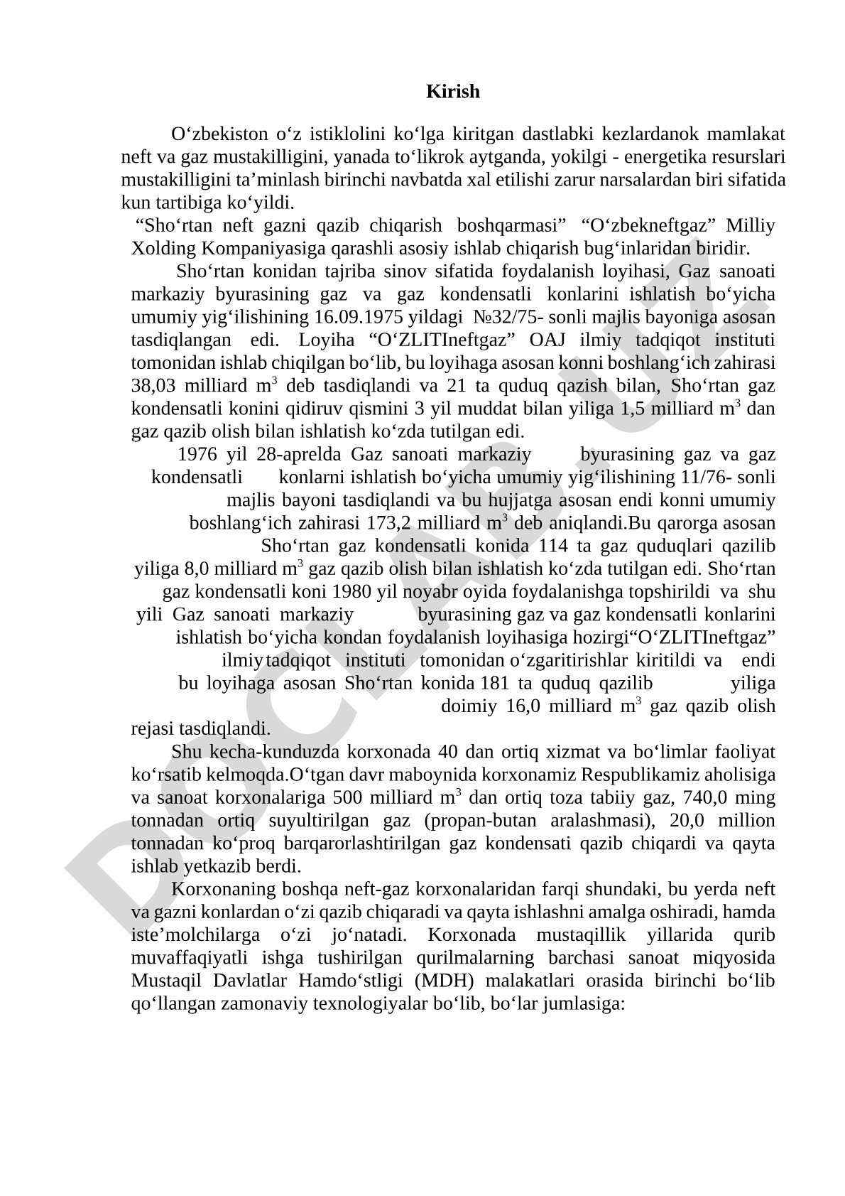 Sho'rtan neft-gaz konini ishlatish loyihasi