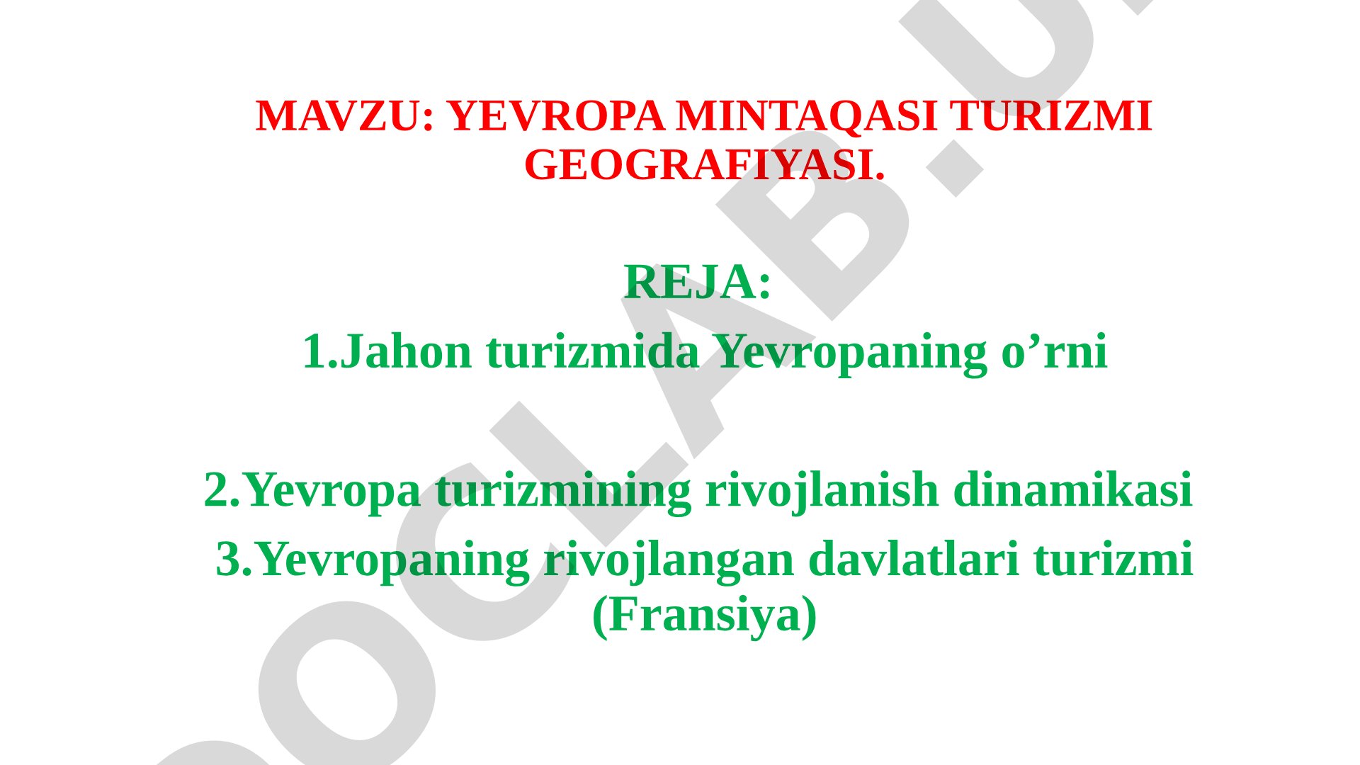 Yevropa mintaqasi turizmi geografiyasi