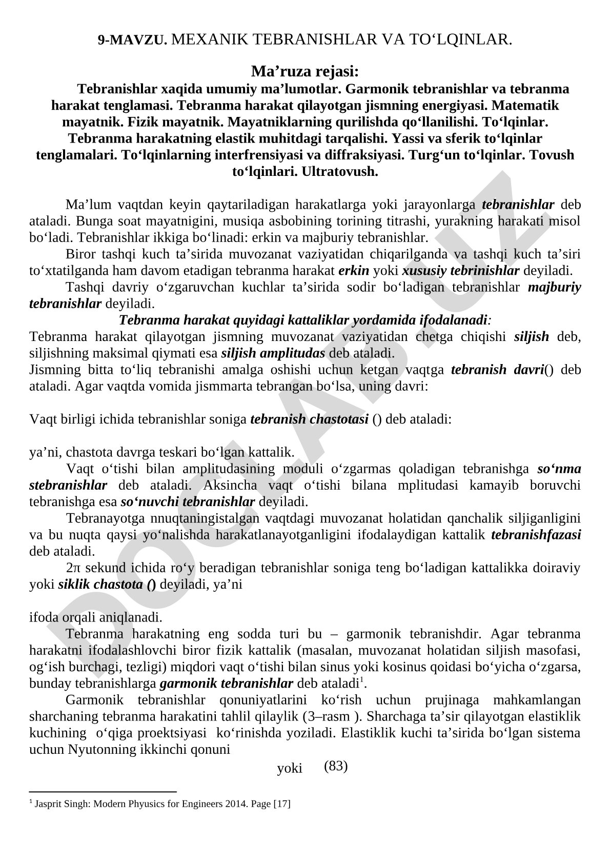 Mexanik tebranishlar va to‘lqinlar