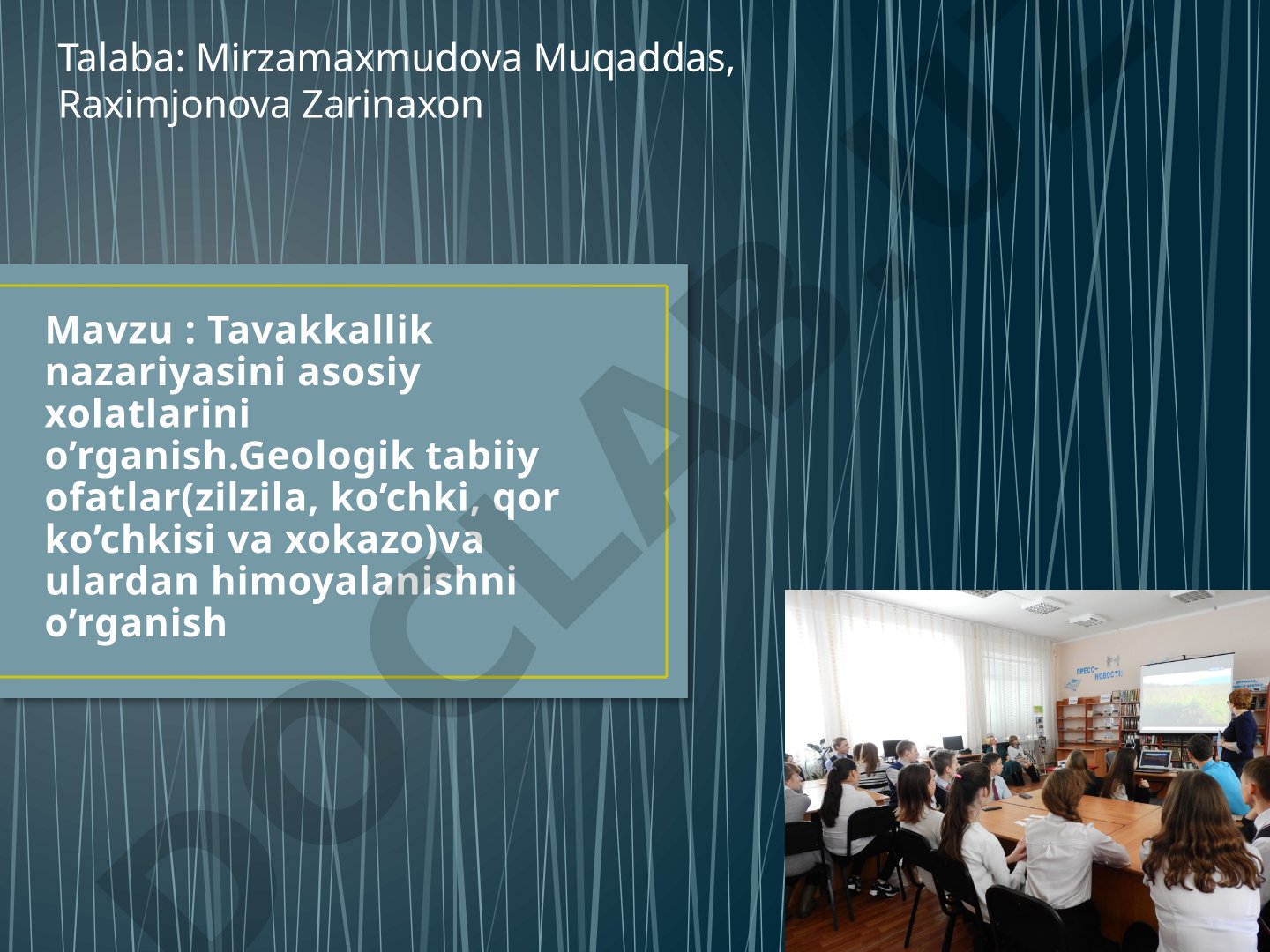 Tavakkallik nazariyasi va geologik tabiiy ofatlardan himoyalanish