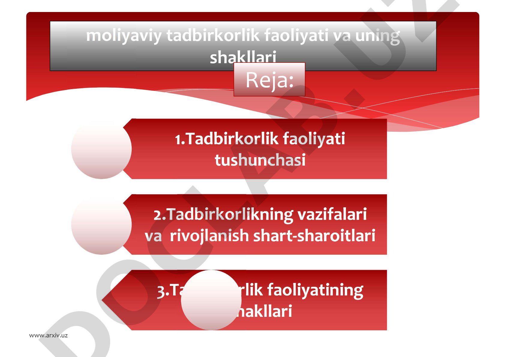 Moliyaviy tadbirkorlik faoliyati va uning shakllari