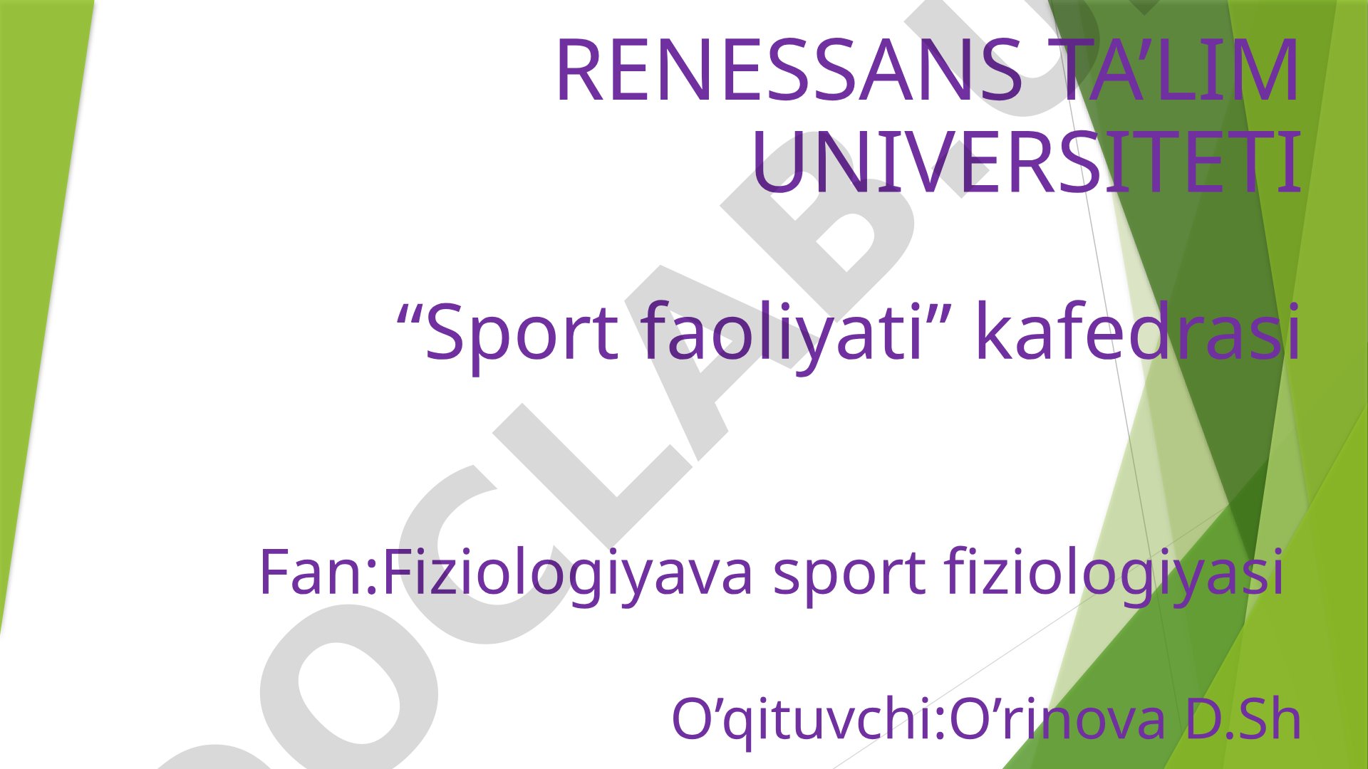 Fiziologiya faniga kirish