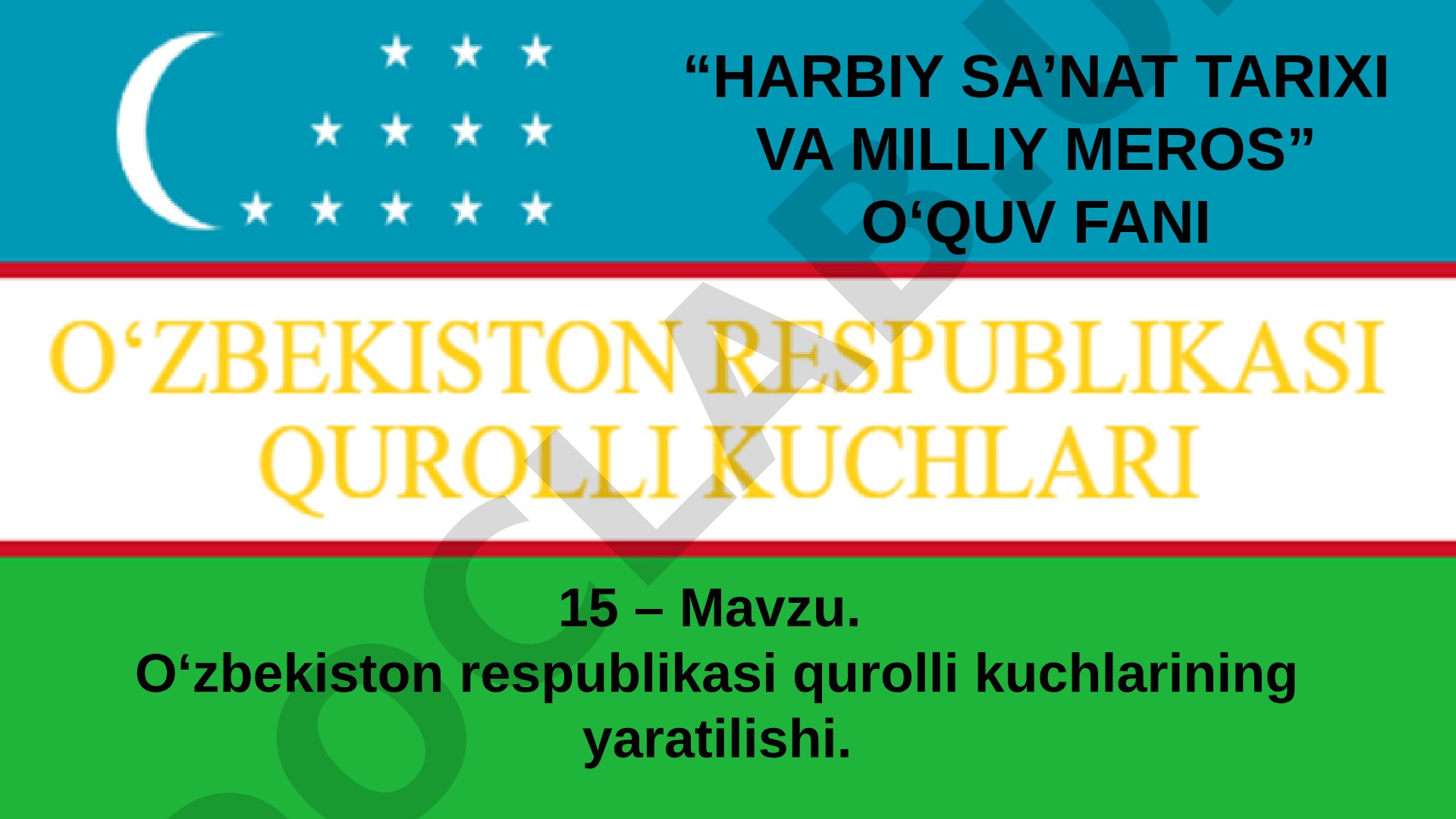 O‘zbekiston respublikasi qurolli kuchlarining yaratilishi