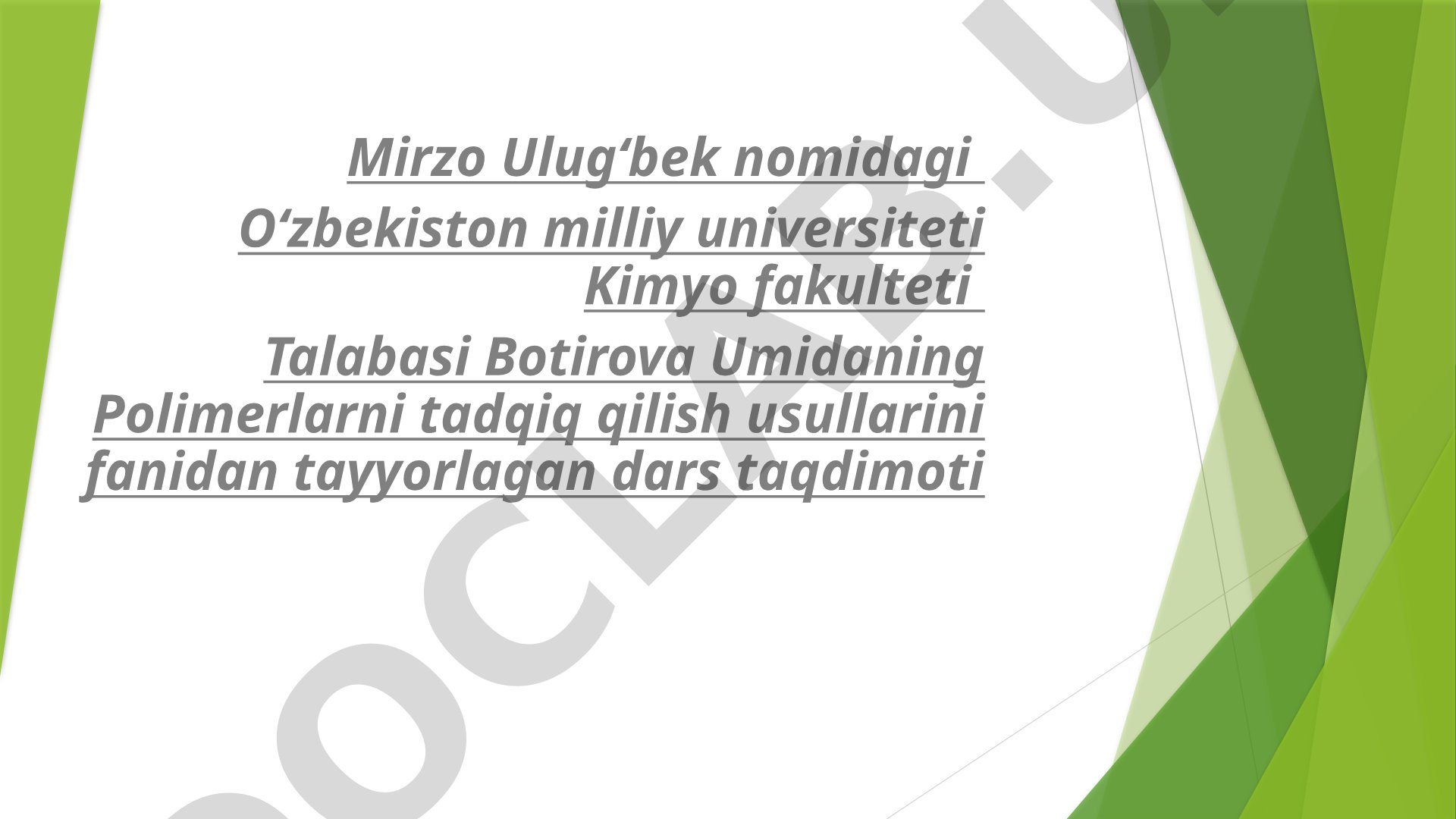 Polimerlarni tadqiq qilishda spektroskopik usuldan foydalanish