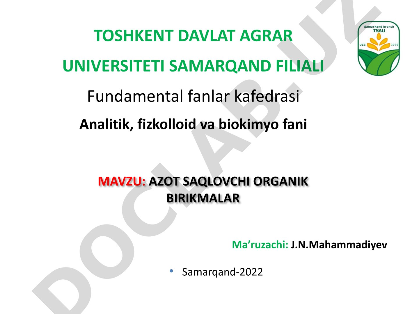 Azot saqlovchi organik birikmalar