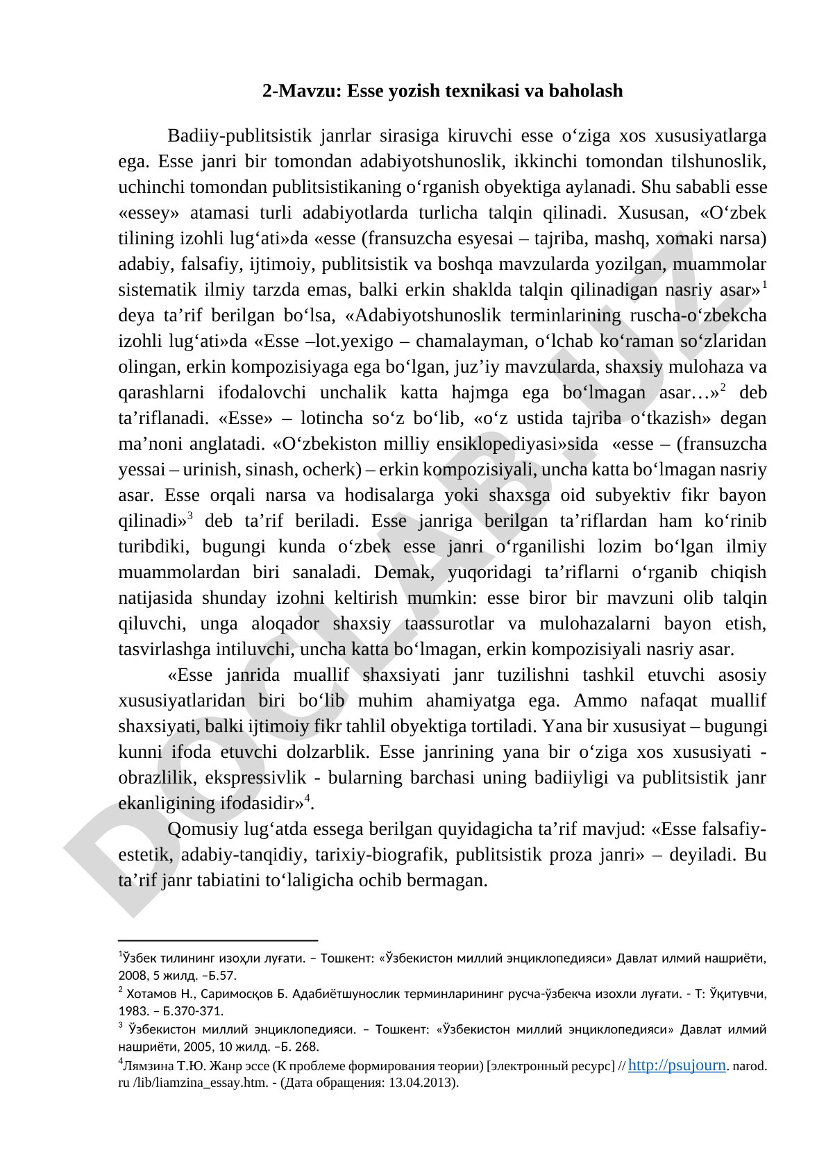 Esse yozish texnikasi va baholash
