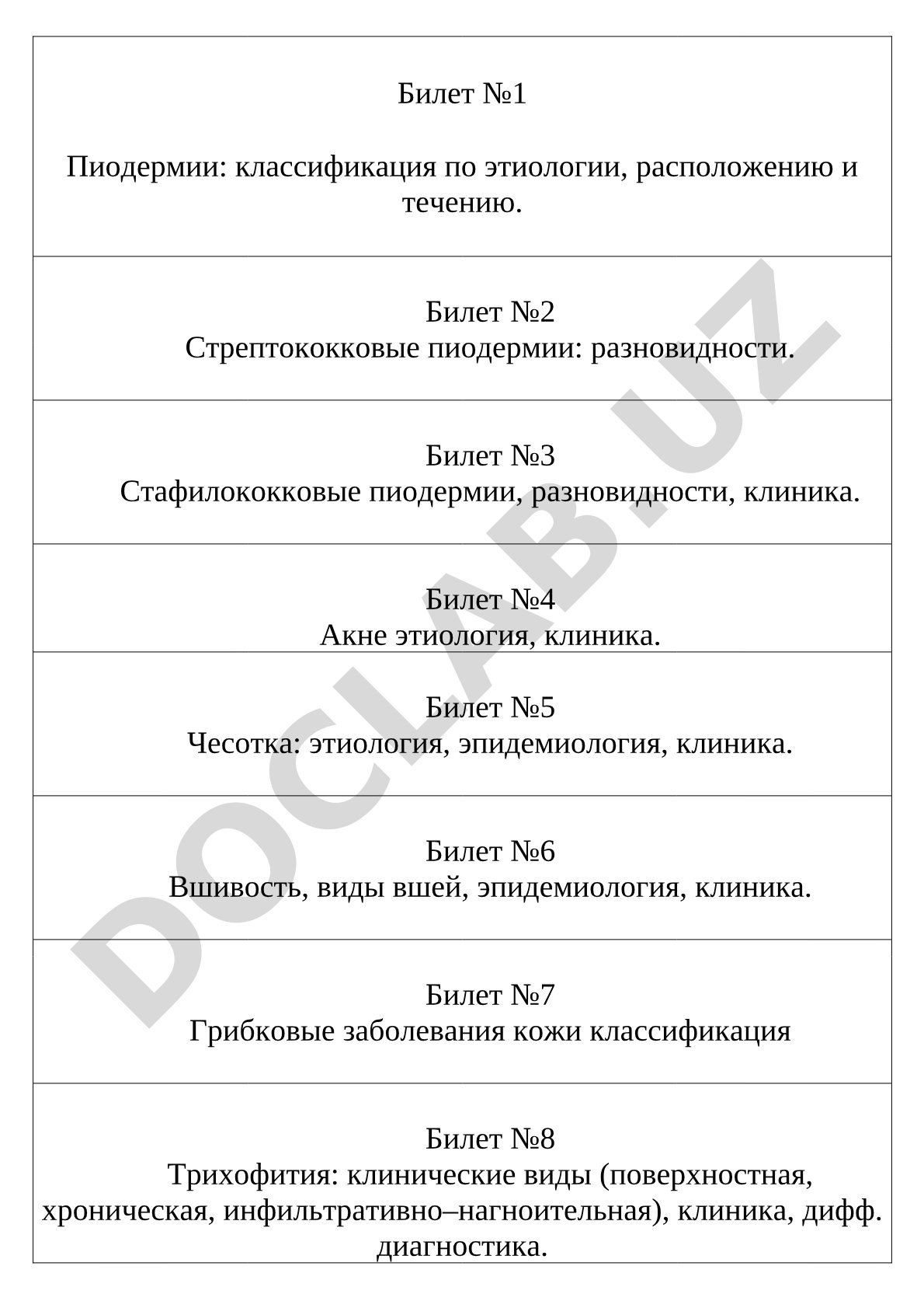 Пиодермии, чесотка, грибковые заболевания кожи, экзема, псориаз и другие дерматозы