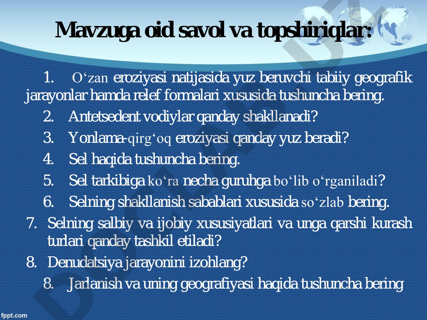 Suffozion, karst jarayonlari va relyef shakllari