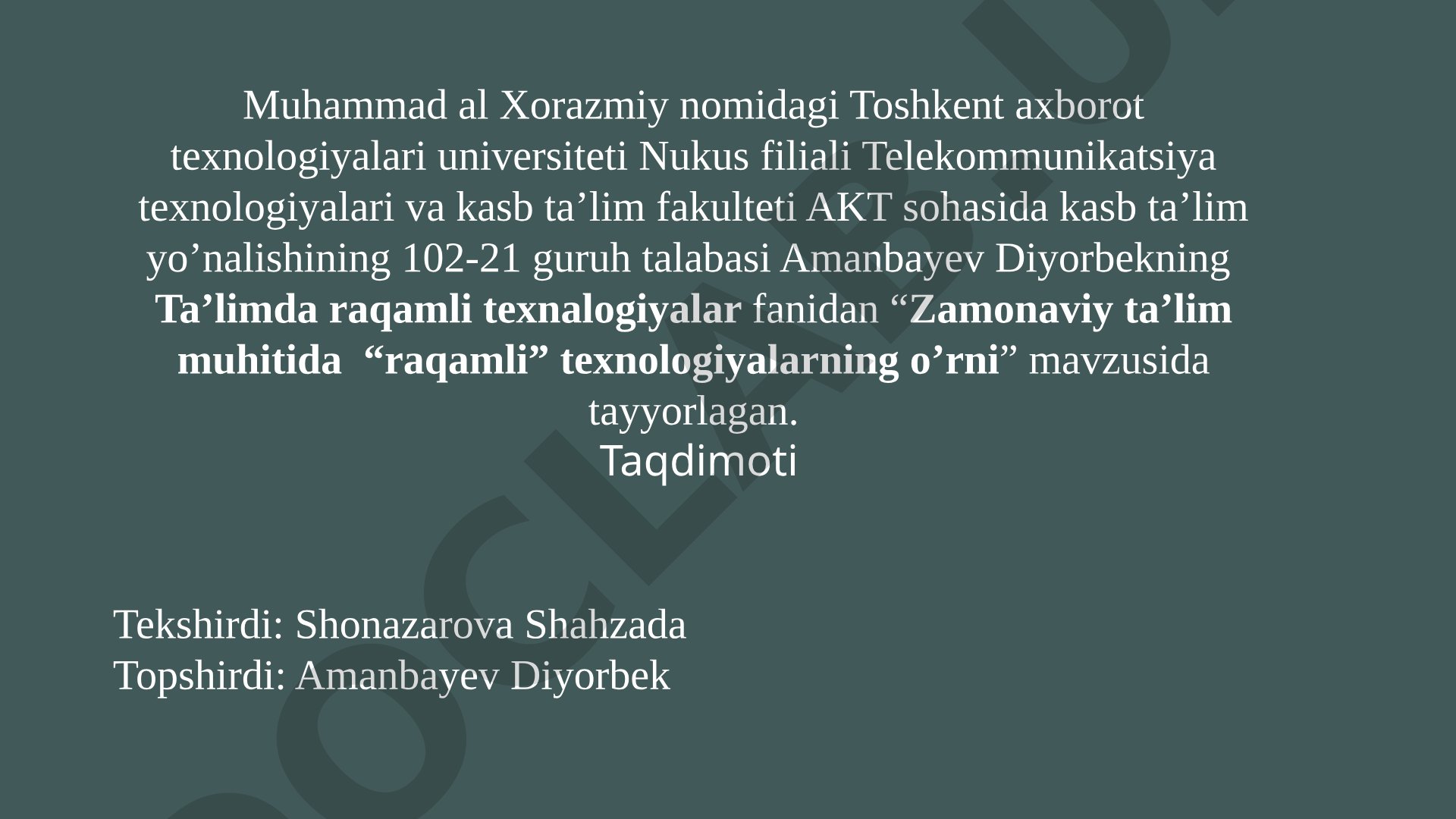 Zamonaviy ta'lim muhitida raqamli texnologiyalarning o'rni
