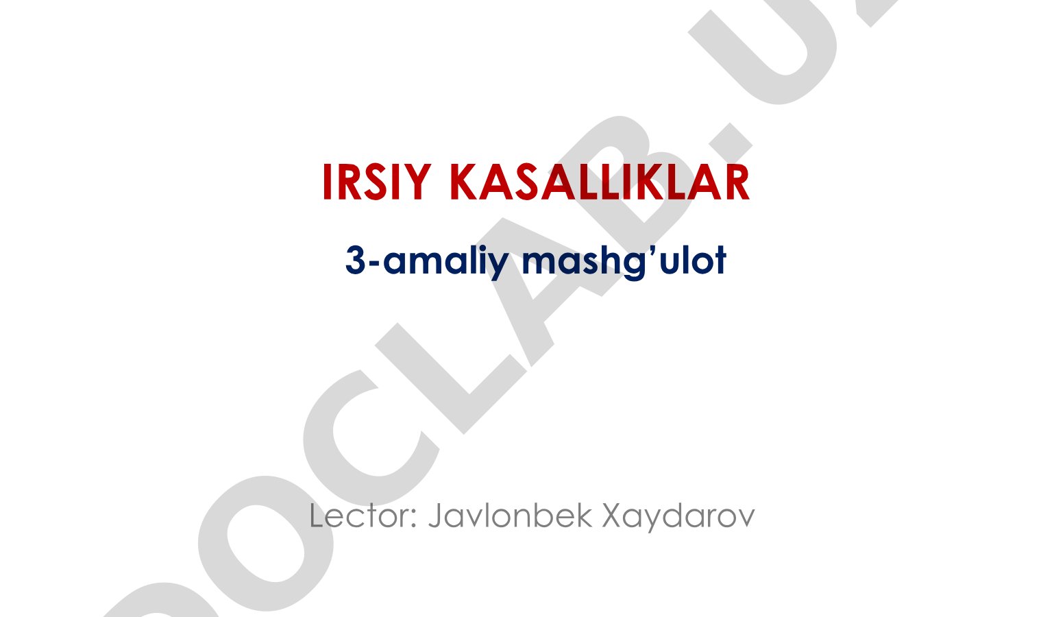 Irsiy kasalliklarning genetik tasnifi
