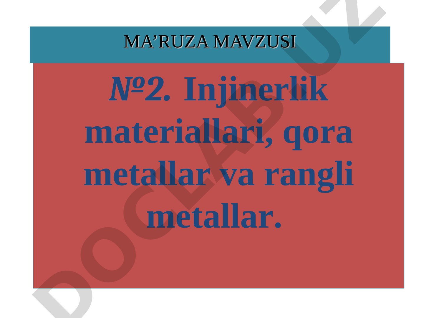 Injinerlik materiallari, qora metallar va rangli metallar