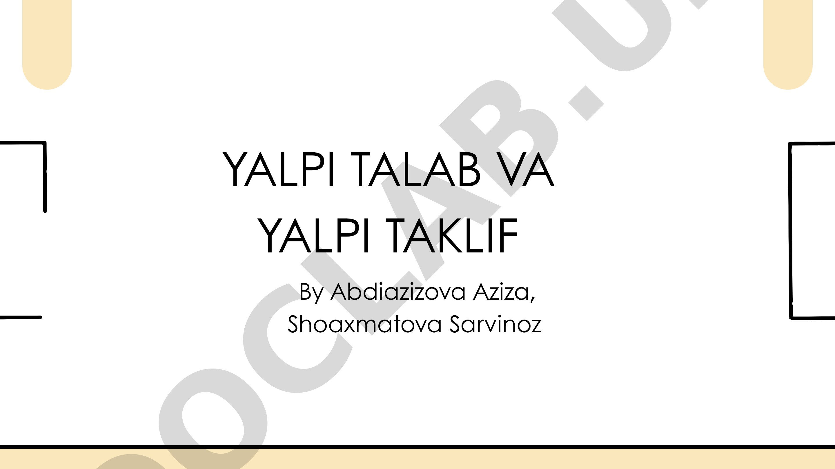 Yalpi talab va yalpi taklif