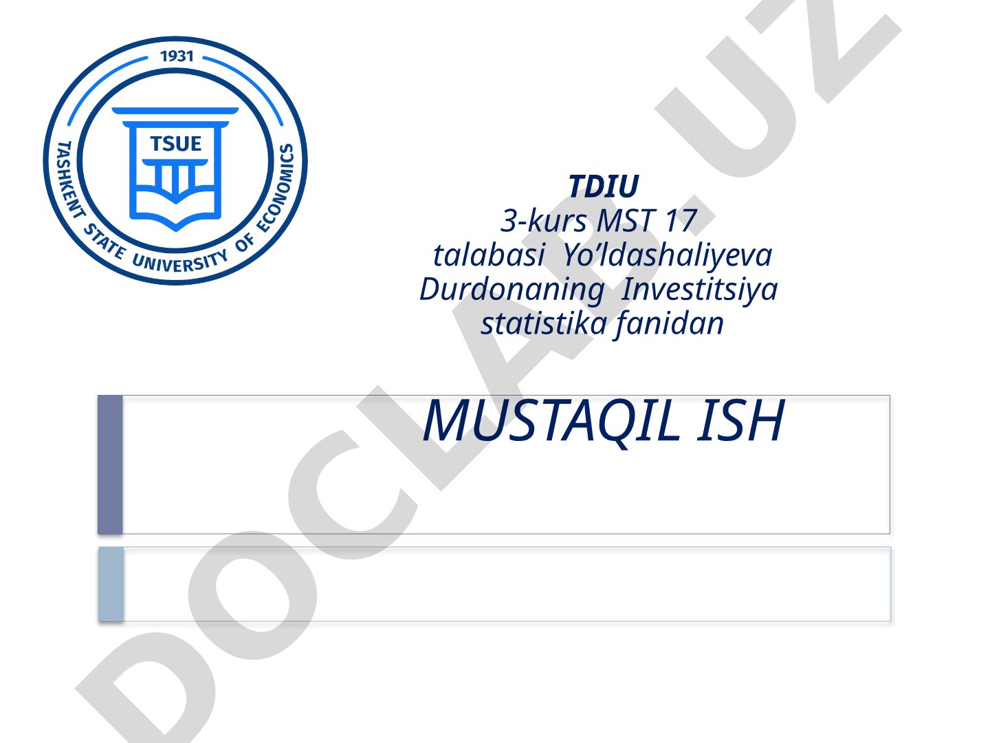Investitsion loyihalarning indeksli tahlil usullari