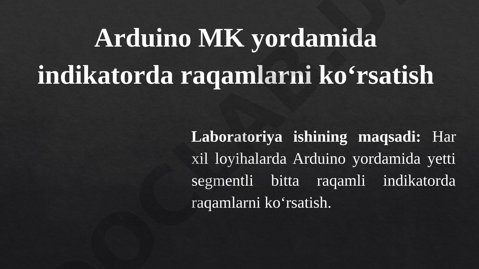 Arduino MK yordamida indikatorda raqamlarni ko'rsatish