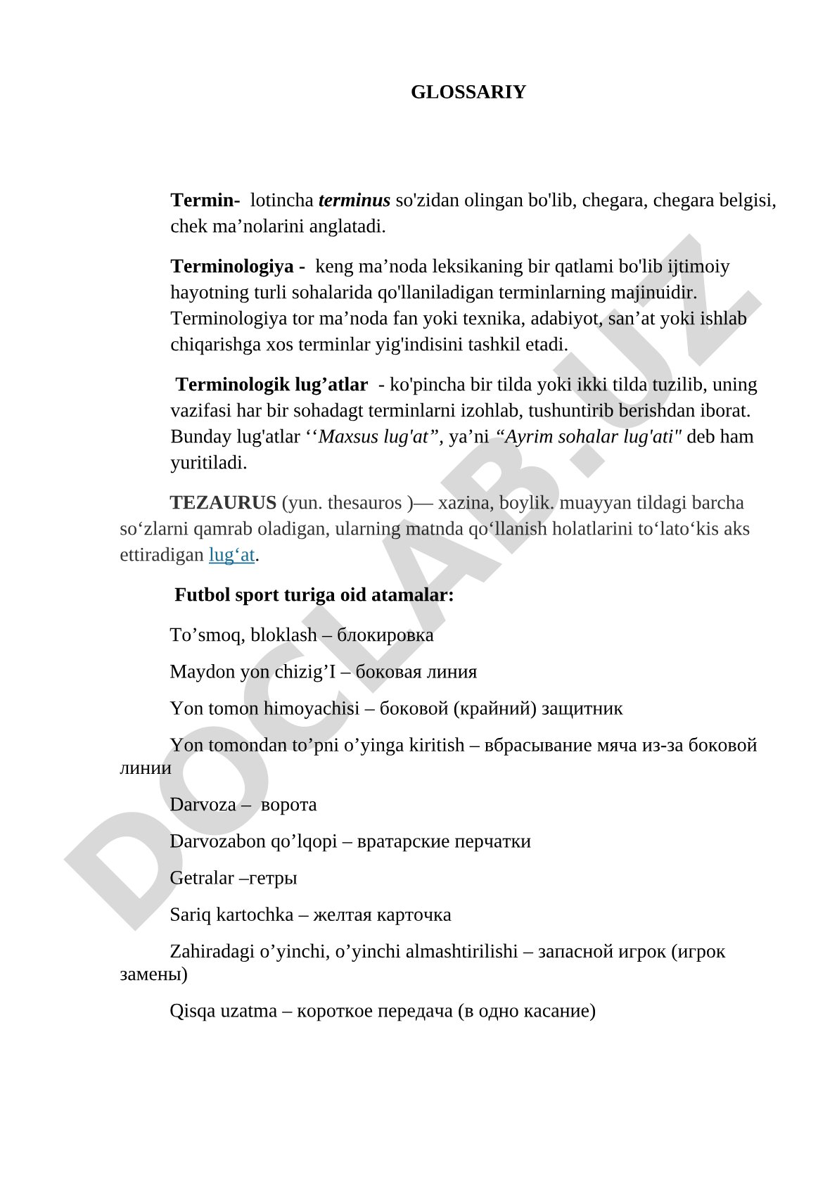 Futbol sport turiga oid atamalar