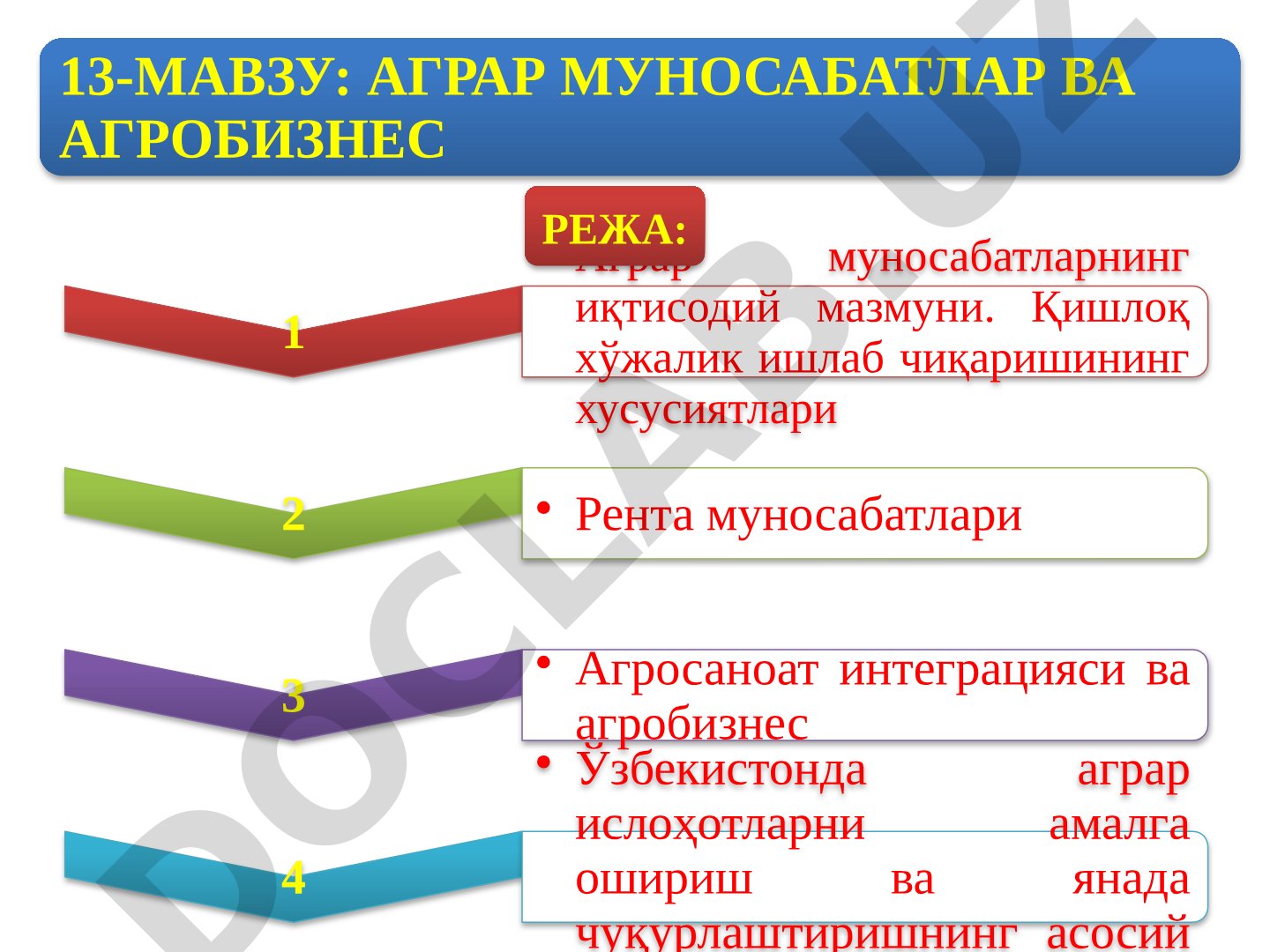 Аграр муносабатлар ва агробизнес