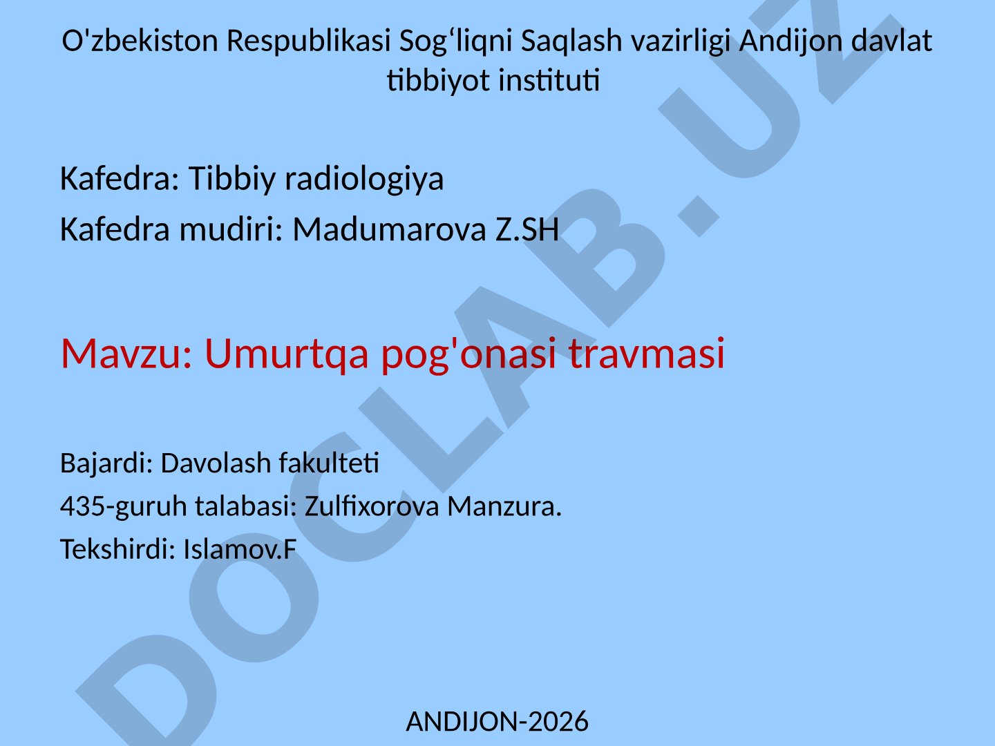 Umurtqa pog'onasi travmasi
