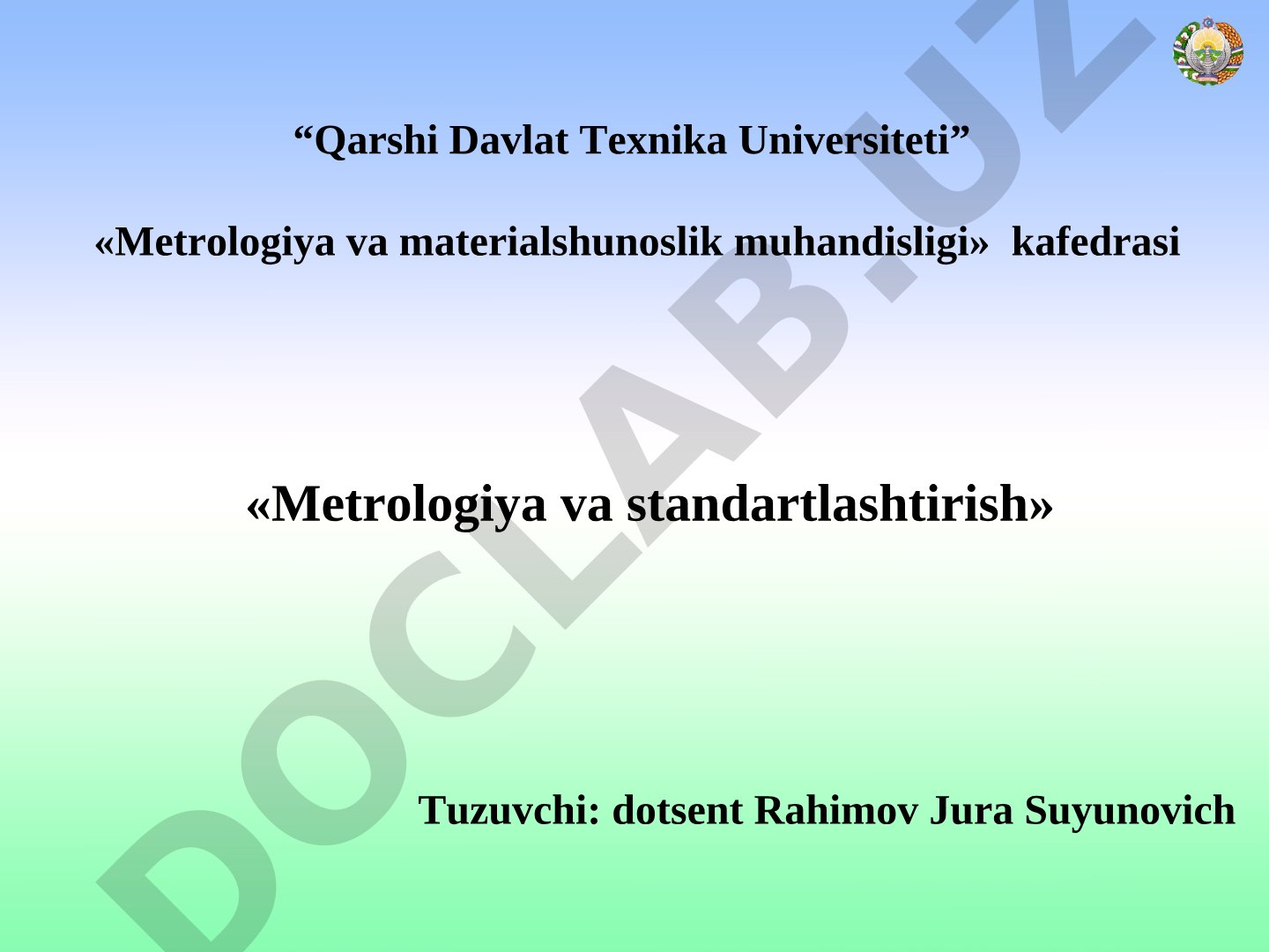 Standartlarni ishlab chiqish, tasdiqlash va qo'llash tartibi