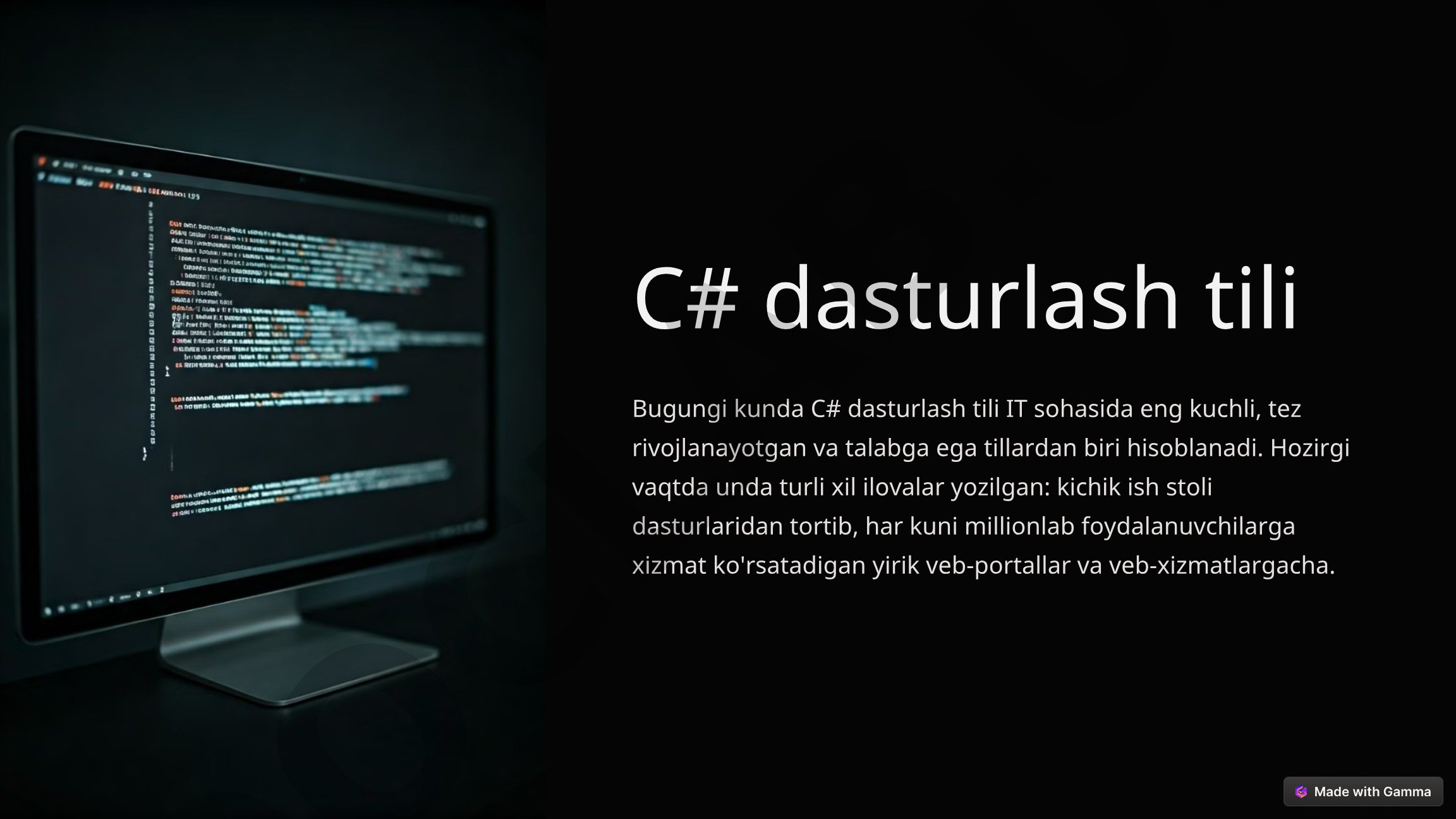 C# tili tarixi, xususiyatlari va .NET platformasi haqida