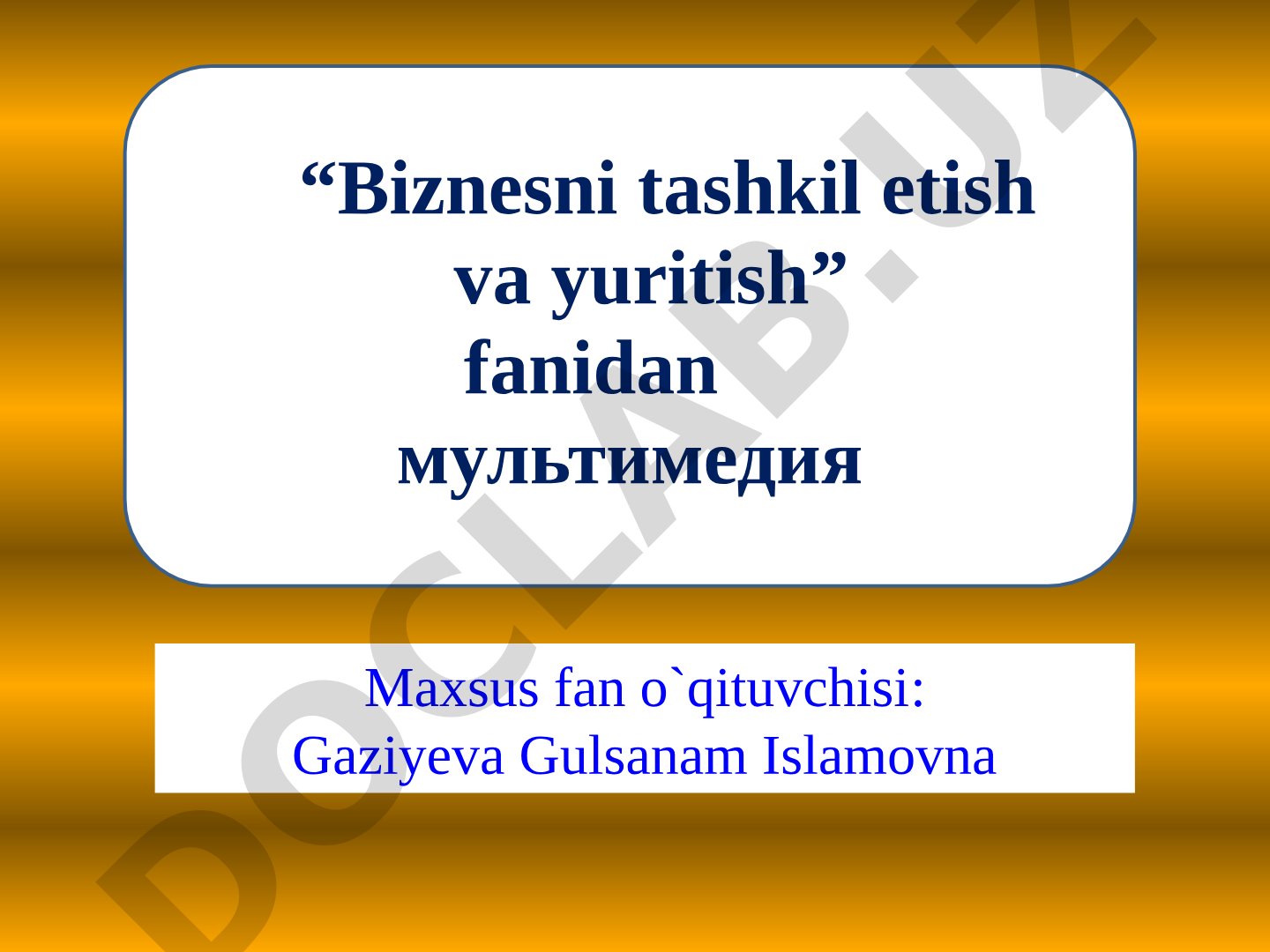 Biznesning asosi - o'z-o'zini band qilish