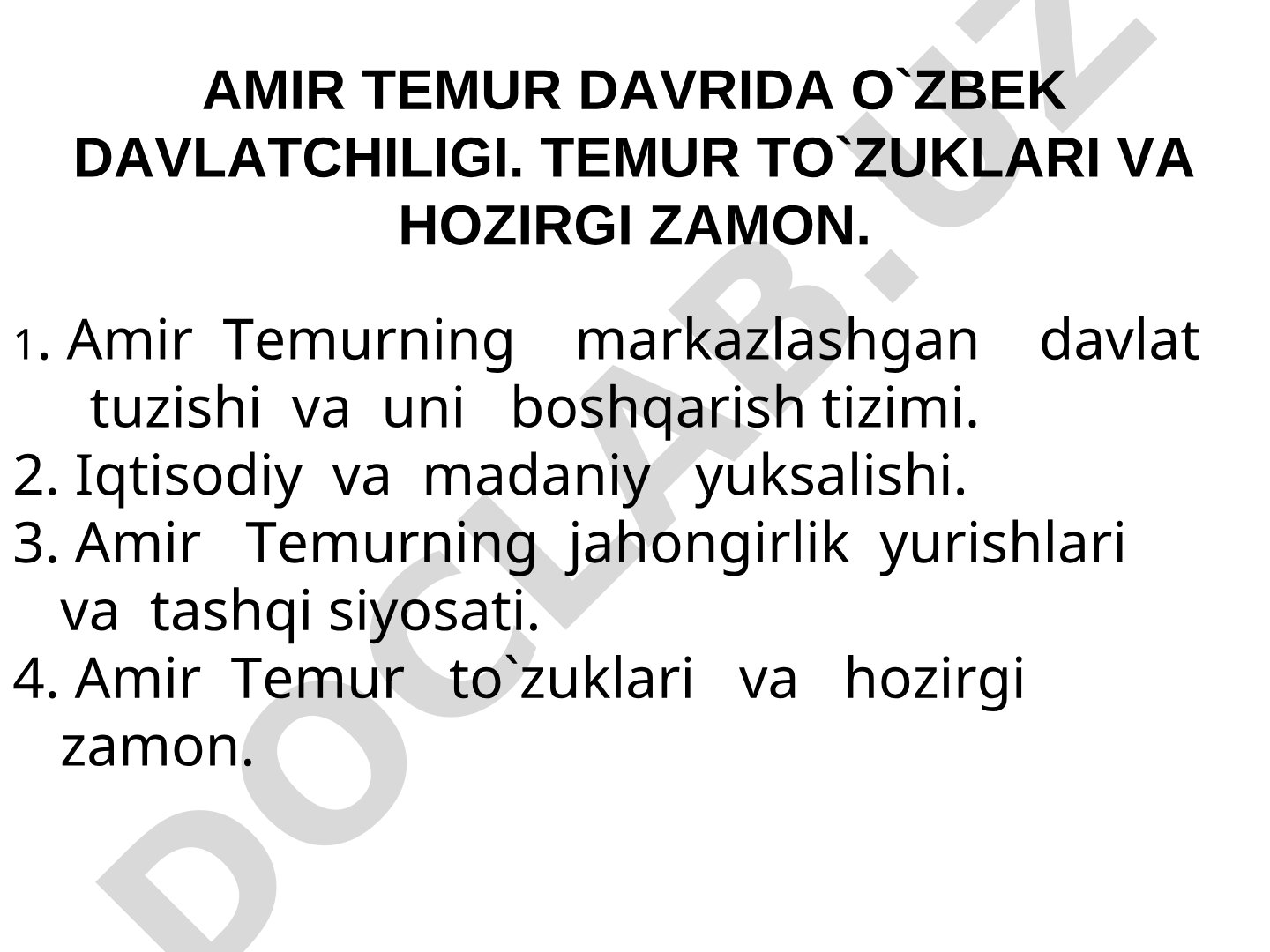 Amir Temur davrida o'zbek davlatchiligi. Temur tuzuklari va hozirgi zamon