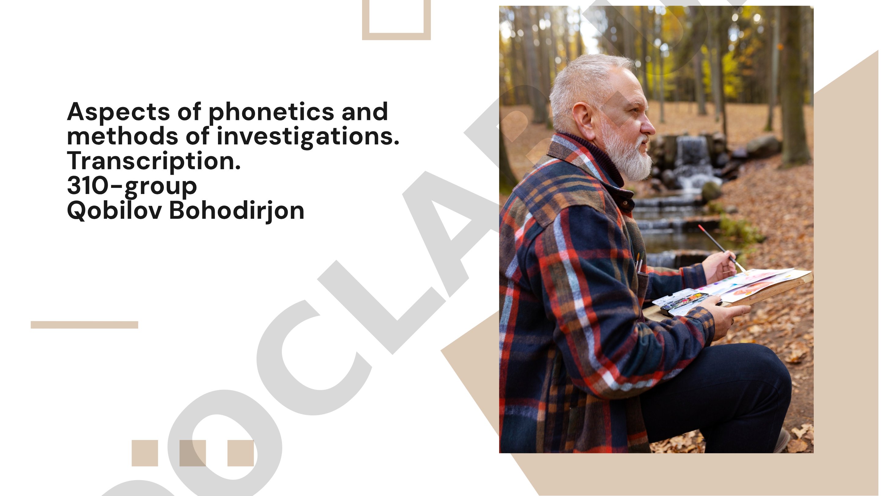Aspects of phonetics and methods of investigations. Transcription.