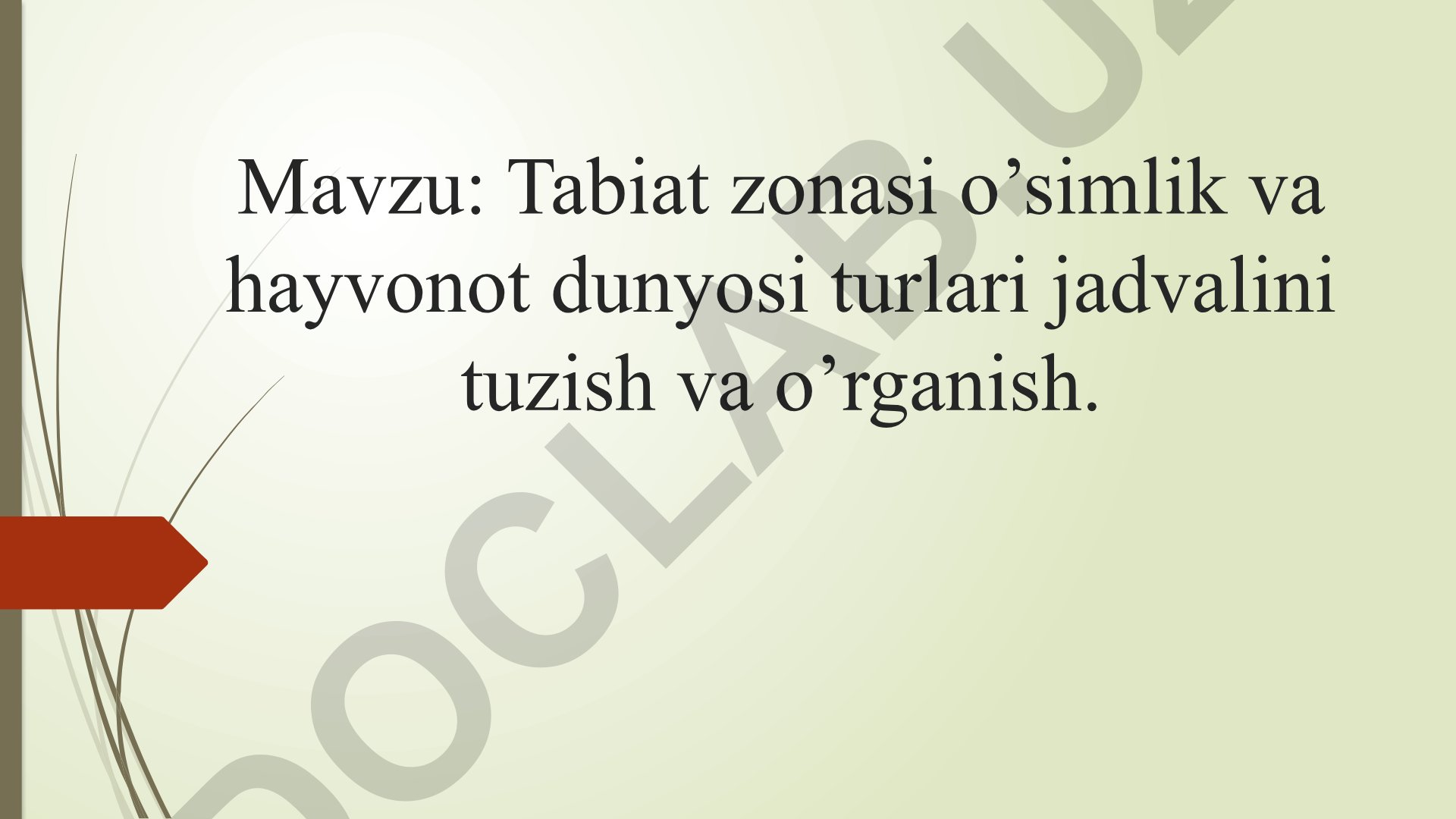 Tabiat zonasi o’simlik va hayvonot dunyosi turlari jadvalini tuzish va o’rganish