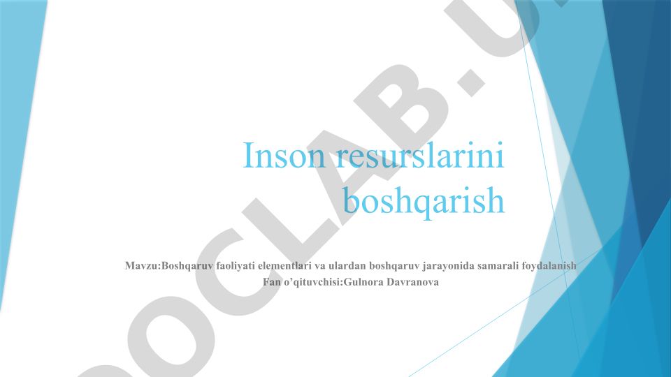 Boshqaruv faoliyati elementlari va ulardan boshqaruv jarayonida samarali foydalanish