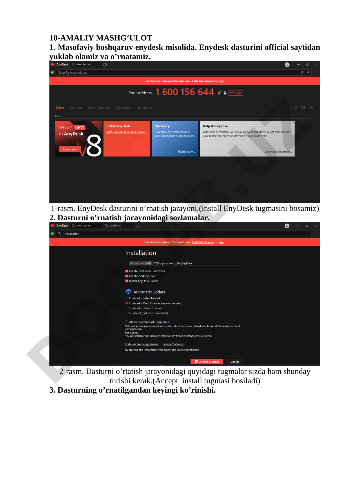 Masofaviy boshqaruv EnyDesk misolida