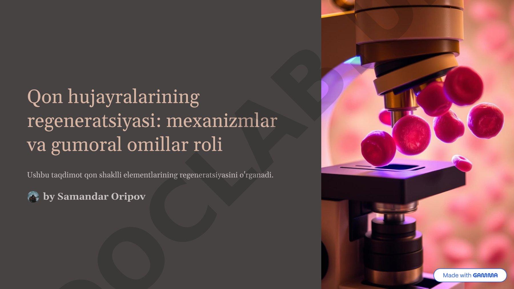 Qon hujayralarining regeneratsiyasi: mexanizmlar va gumoral omillar roli