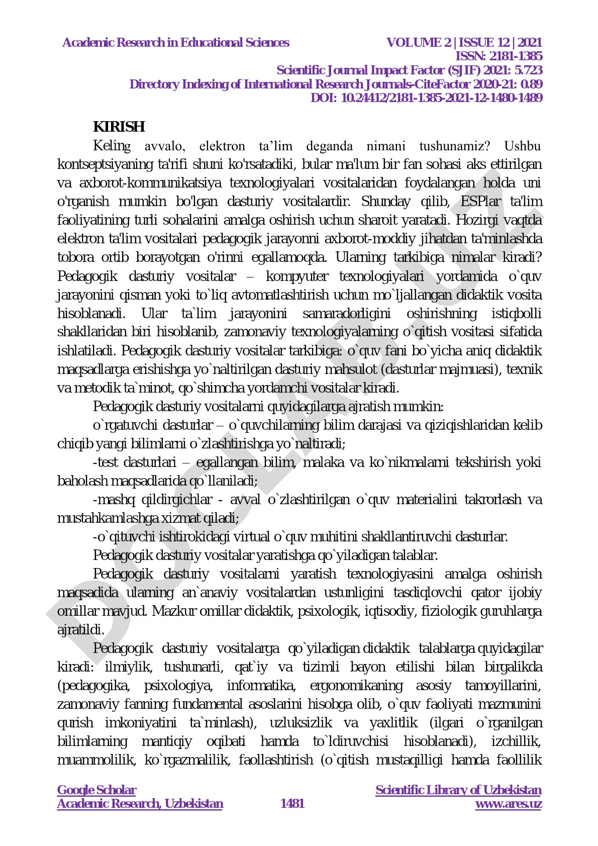 Elektron ta'lim va pedagogik dasturiy vositalar