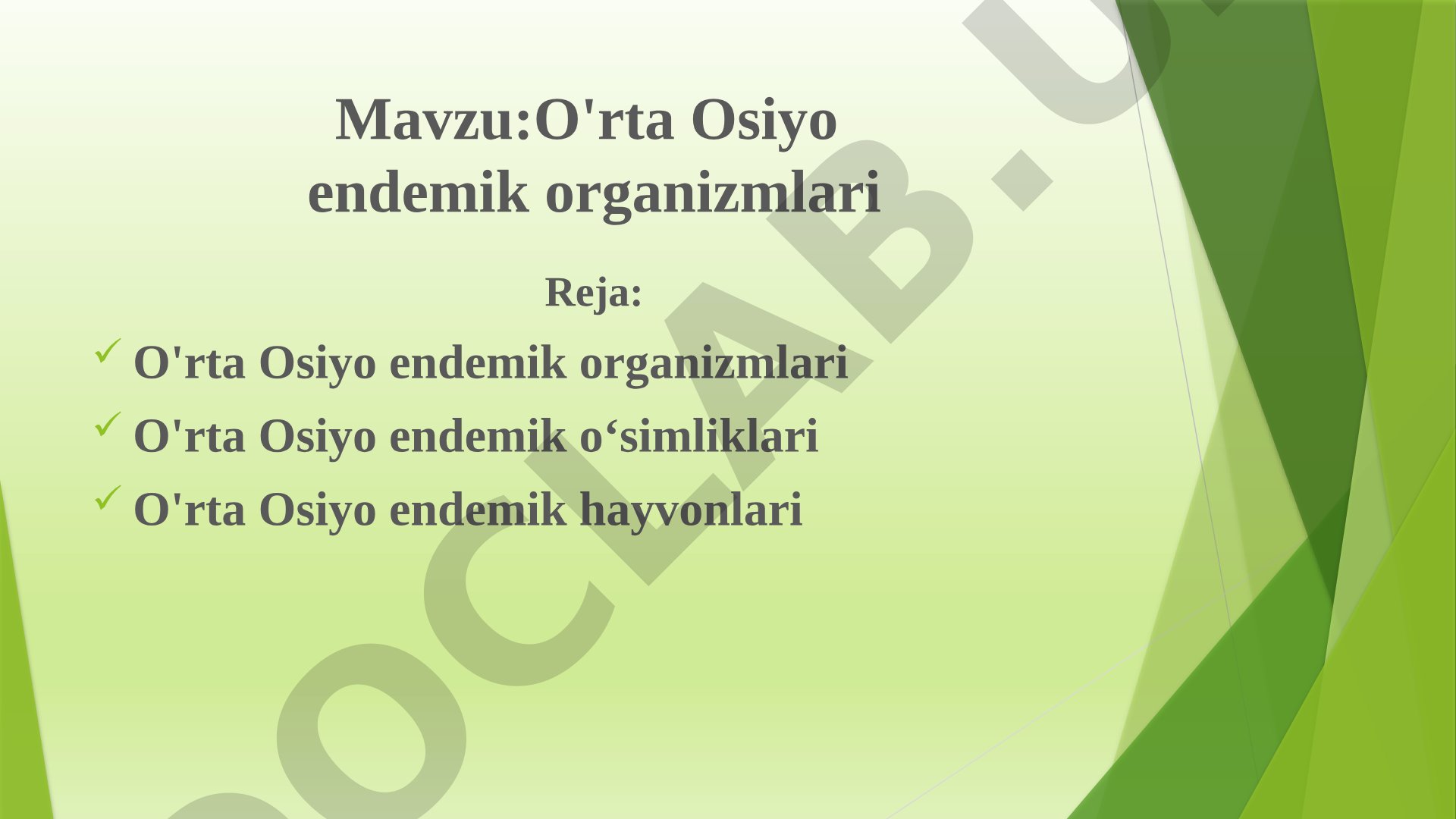 O'rta Osiyo endemik organizmlari