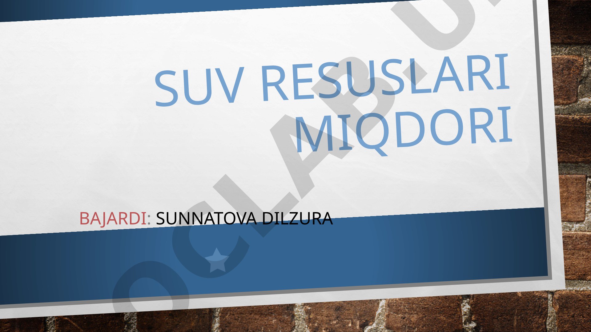Suv resurslarining hududiy tahlili